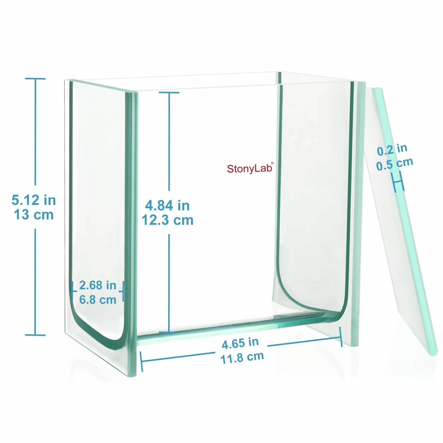stonylab TLC Entwicklungstank, Schwere Borosilikatglas Quadratische Chromatographie TLC Entwicklungskammer mit Deckel für Laborforschung, 100 x 100 mm