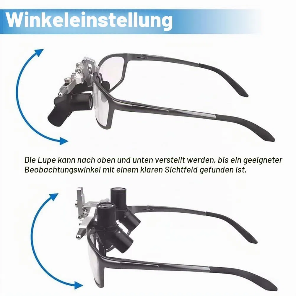 Ergonomische Fernglaslupe mit verstellbarem Arbeitsabstand für chirurgische Vergrößerung und Präzisionsaufgaben