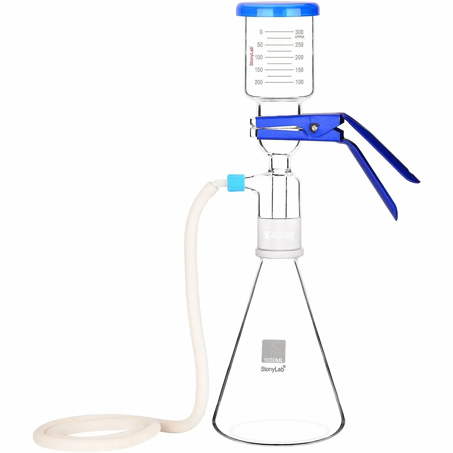 stonylab Glasfiltrationsgerät, Borosilikatglas-Vakuumfiltrations-Filterkit mit 1000 ml Filterkolben und 300 ml Messtrichter