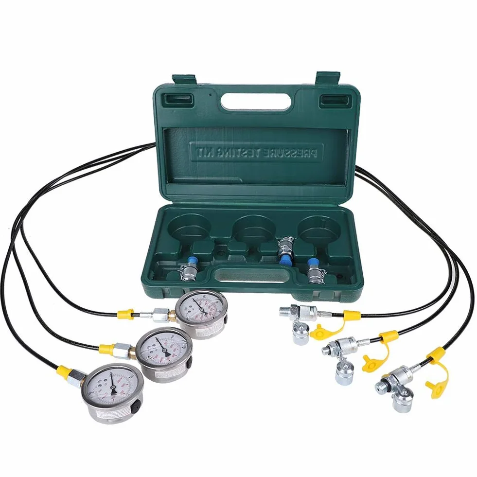 Hydraulik Manometer Kit, Bagger-Teile Hydraulisches Prüfgerät-Drucktest-Kit mit Schlauchkupplung und Messgerät für Bagger-Baumaschinen