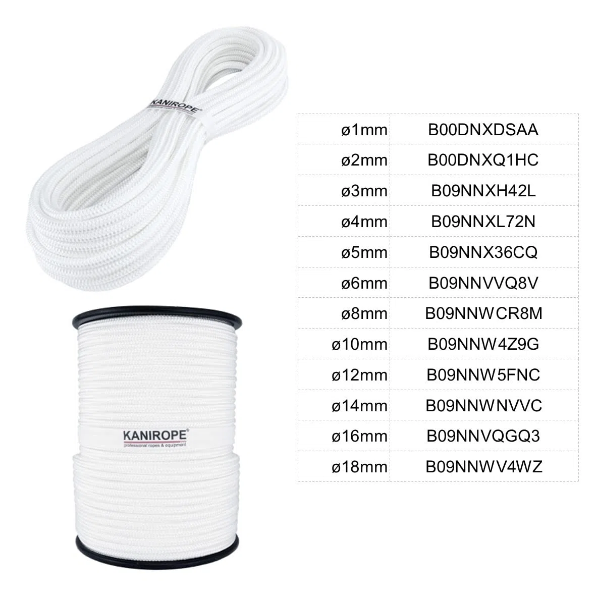 Kanirope® Nylonseil Polyamidseil Seil NYLONBRAID 4mm 500m 8-fach geflochten