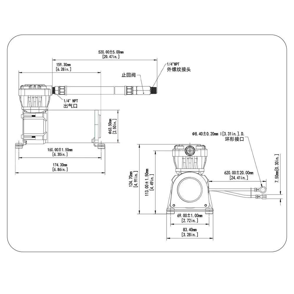 24V Industrie Ölfreier Luftkompressor, Mikro Automatikstart/-stopp, 150 PSI, 45L/min Fördermenge