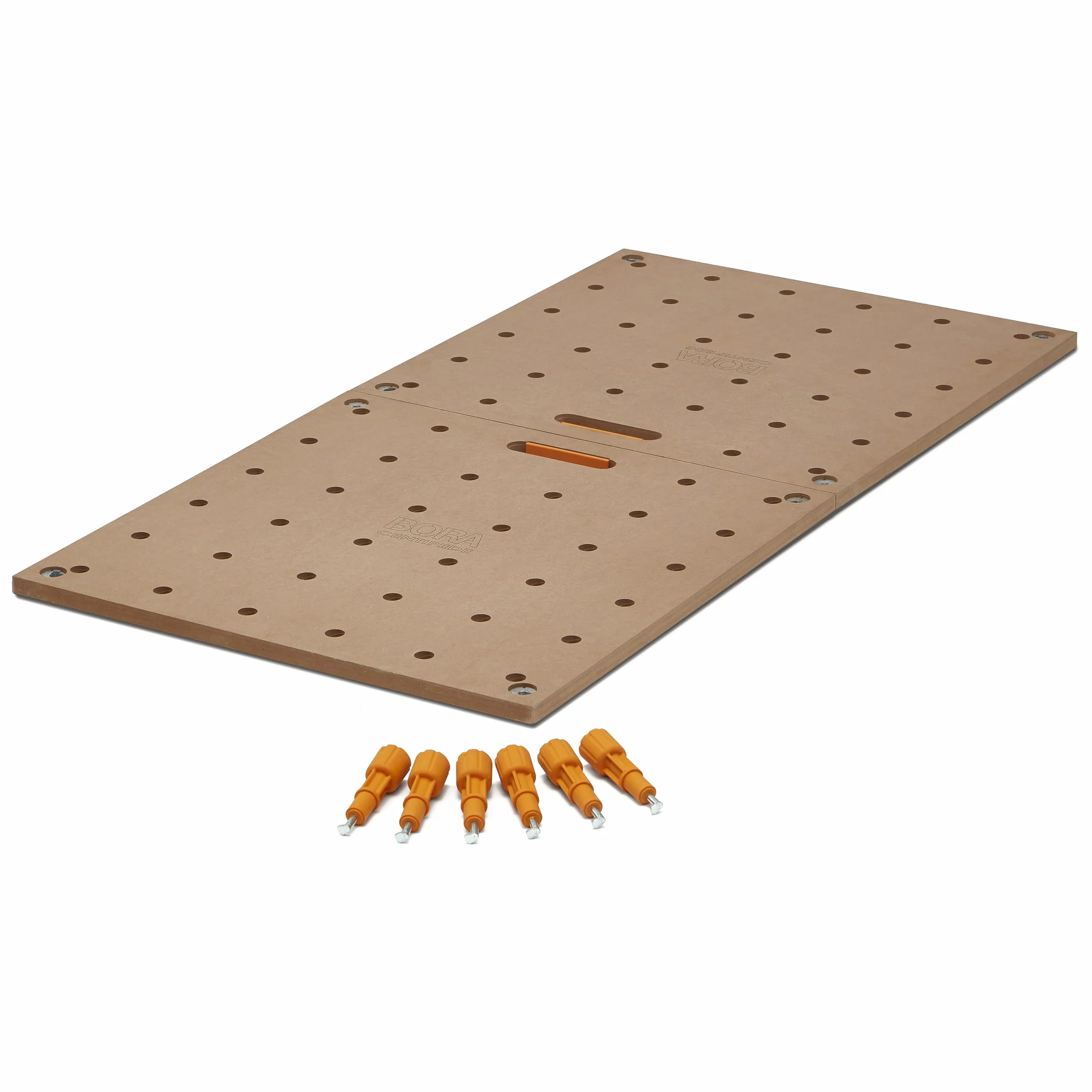 Bora Centipede CK22TM Werkbank-Lochplatte 61x122 cm – bis 907 kg – 20mm Hundelöcher, klappbar, 6 Schnellverschlüsse