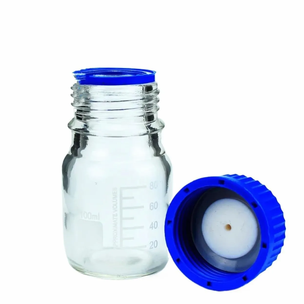 Laborglasflasche für Reagenzien, Reagenzflasche mit GL45 Sicherheitsverschluss aus Borosilikatglas von 100 ml bis 1000 ml, 1-3 Löcher (100 ml-1 Loch)