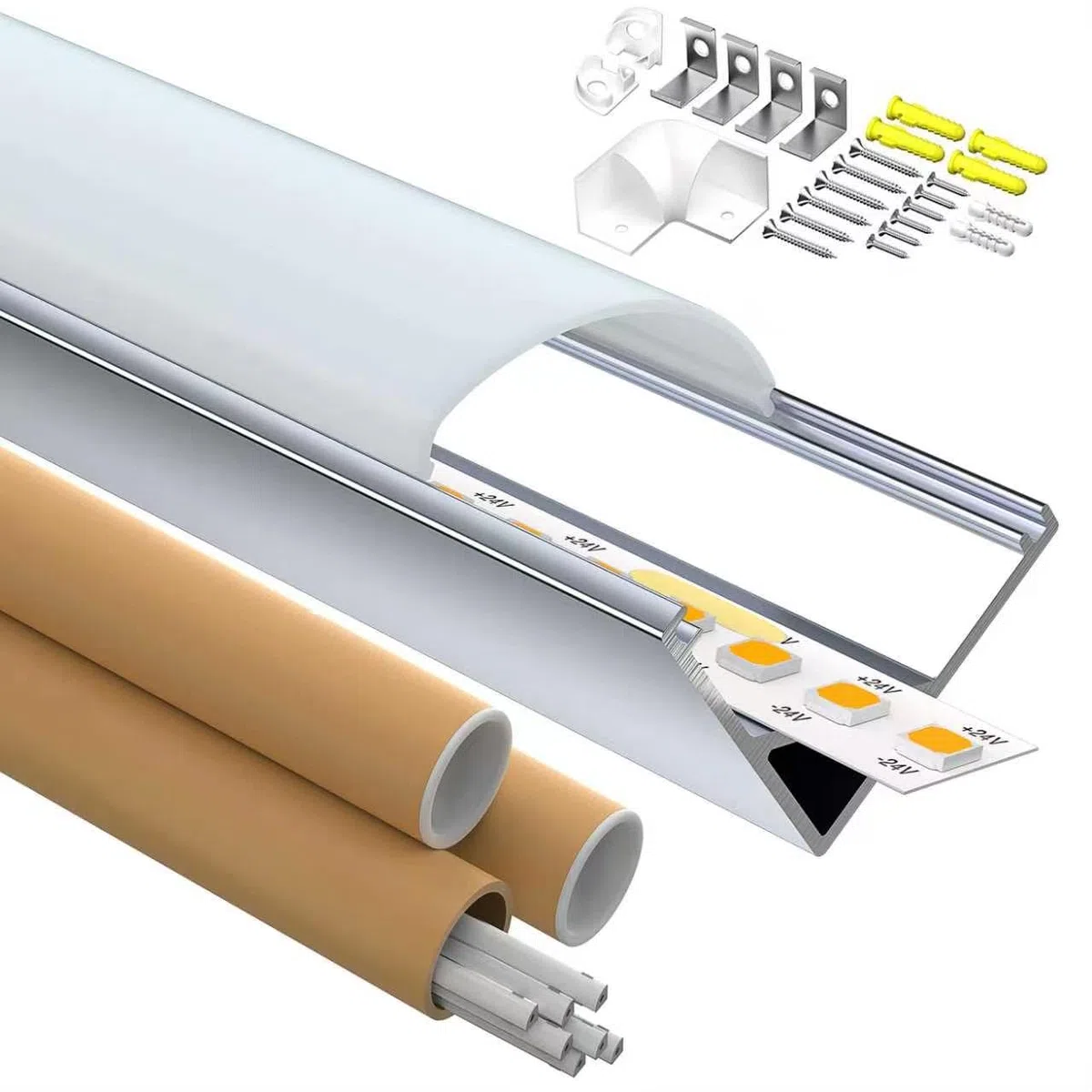 LED Eckprofil, LED Profil 45 Grad V Form 2m 20 Stück, LED Schiene aus eloxiertem Aluminium, LED Kanal und Diffusor, Passend für LED Streifen bis 10mm, Für Eckbeleuchtung (SL09, 2M 20Stück)