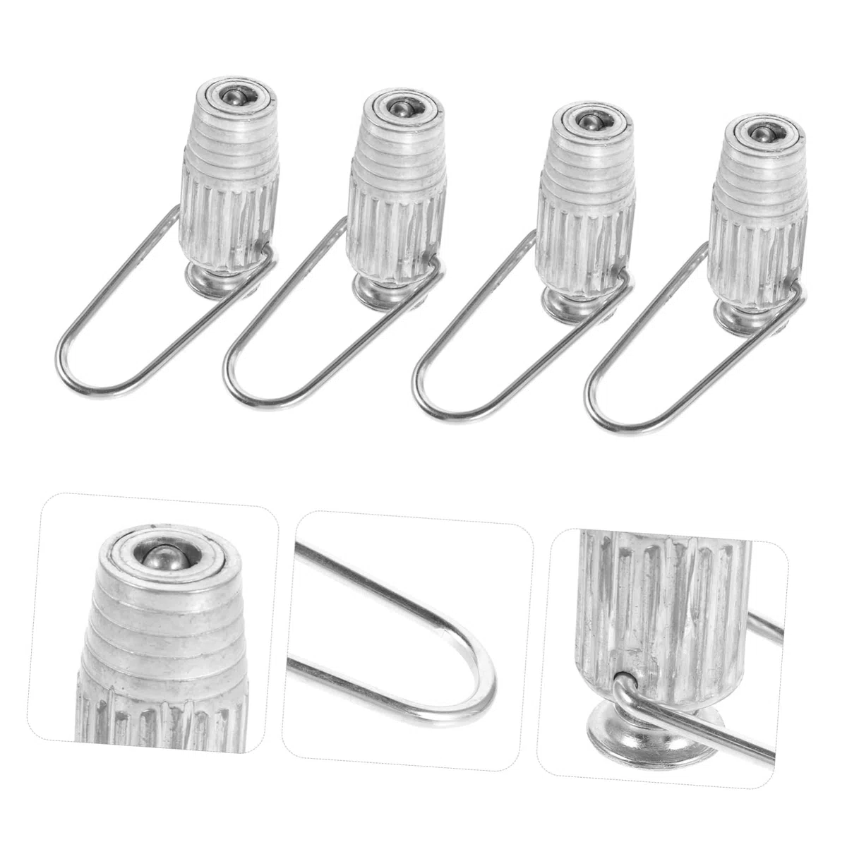 Wäscheleinenspanner aus Aluminium für Standard Wäscheleinen | Silberfarben, mit Feder und Kugellager, Durchhang bei Festen Leinen, 4 Stück für Haushalt
