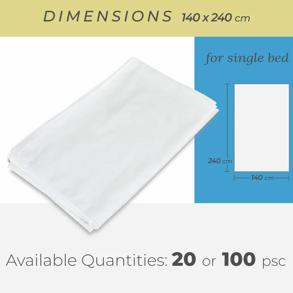 100 Einweg Bettlaken aus Vliesstoff für Einzelbett 140 x 240 cm Made in Italy, bettlaken für wanderhütten, einweg bettdecke, einwegdecke, hüttenschlafsack, vlieslaken, lack laken mit rand