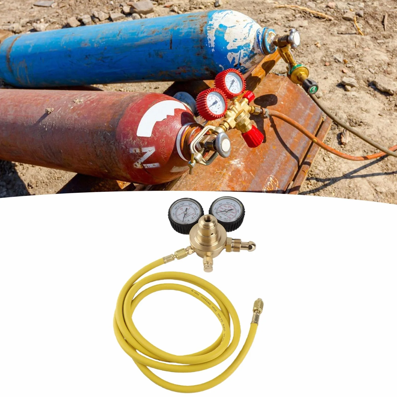 Stickstoff Manometer 0–600/0–4000 Psi Stickstoffregler mit 200cm Schlauch CGA580 Messgerät