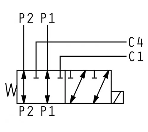 Magnetventil (Umschalt-/Wegeventil), 6/2, 1/2", 90 Liter/min Größe 12V