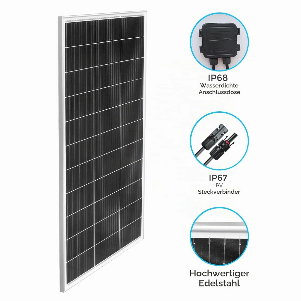 300W Solarpanel-Kit Set, Monokristallines 18V 2X150Watt Glas Solarmodul+20A 12V/24V Solarladeregler+Solarkabel Off-Grid-System für 12V Batterien Solaranlage Wohnmobil Balkon Photovoltaik