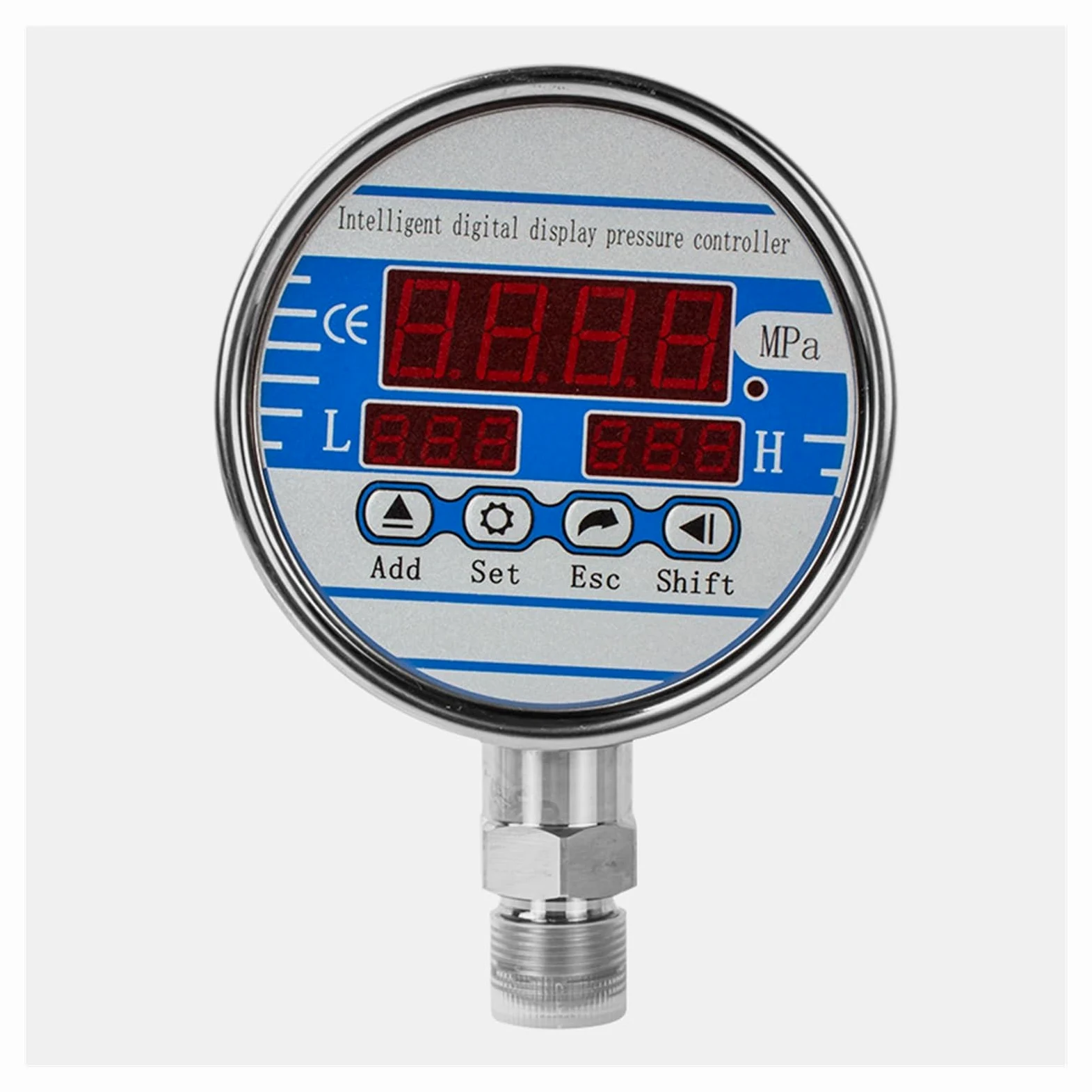 Druckregler, 0–60 MPa digitales Manometer, 100 mm Zifferblatt, elektronischer Kontakt, hydraulisches Manometer, 200 bar, 400 bar, Manometer M20 x 1,5(M20-1.5 Axial,0-0.1Mpa)