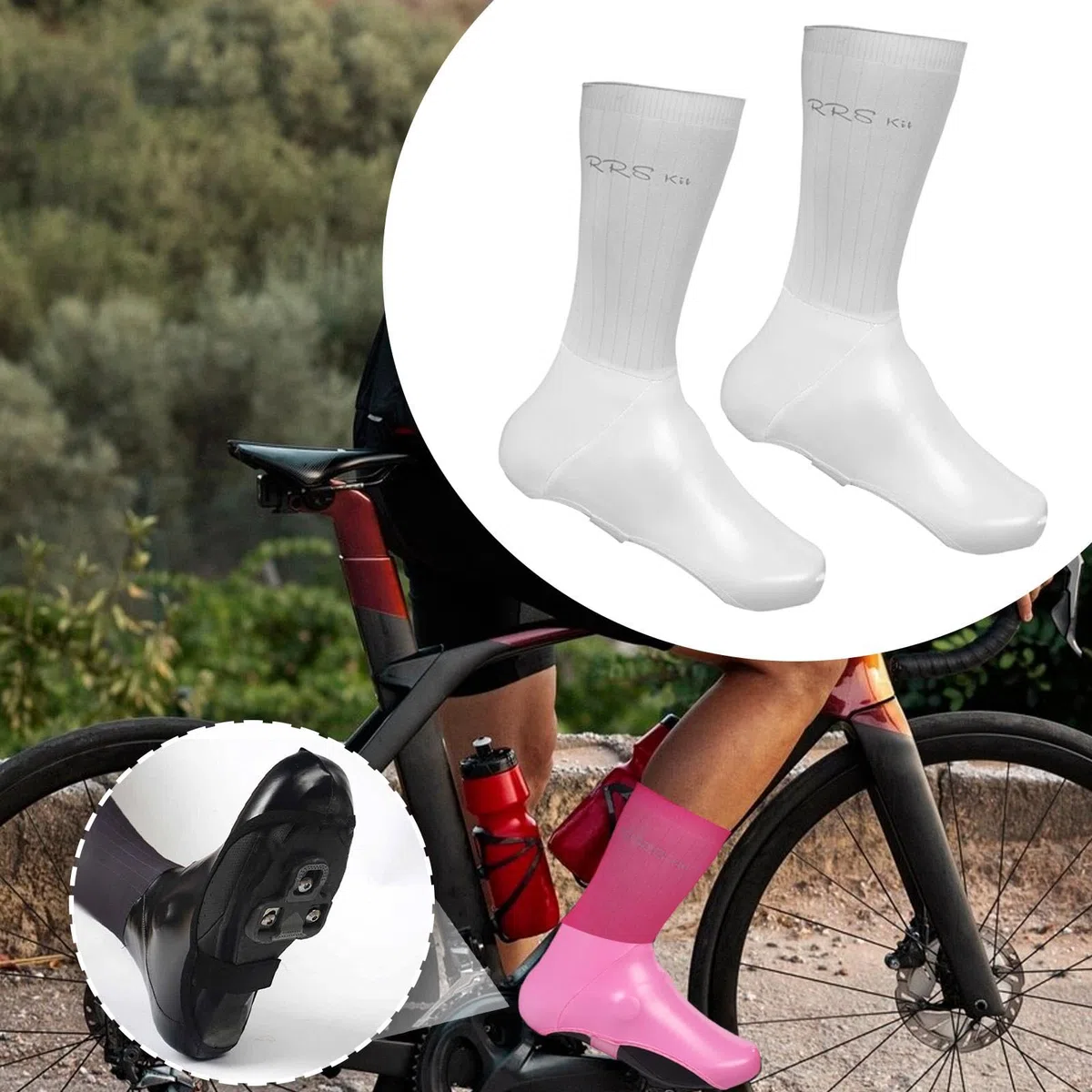 Überschuhe für Fahrräder, Fahrradüberschuhe Zum Schutz, Überschuhe für Rennräder Und Mountainbikes, Weiß