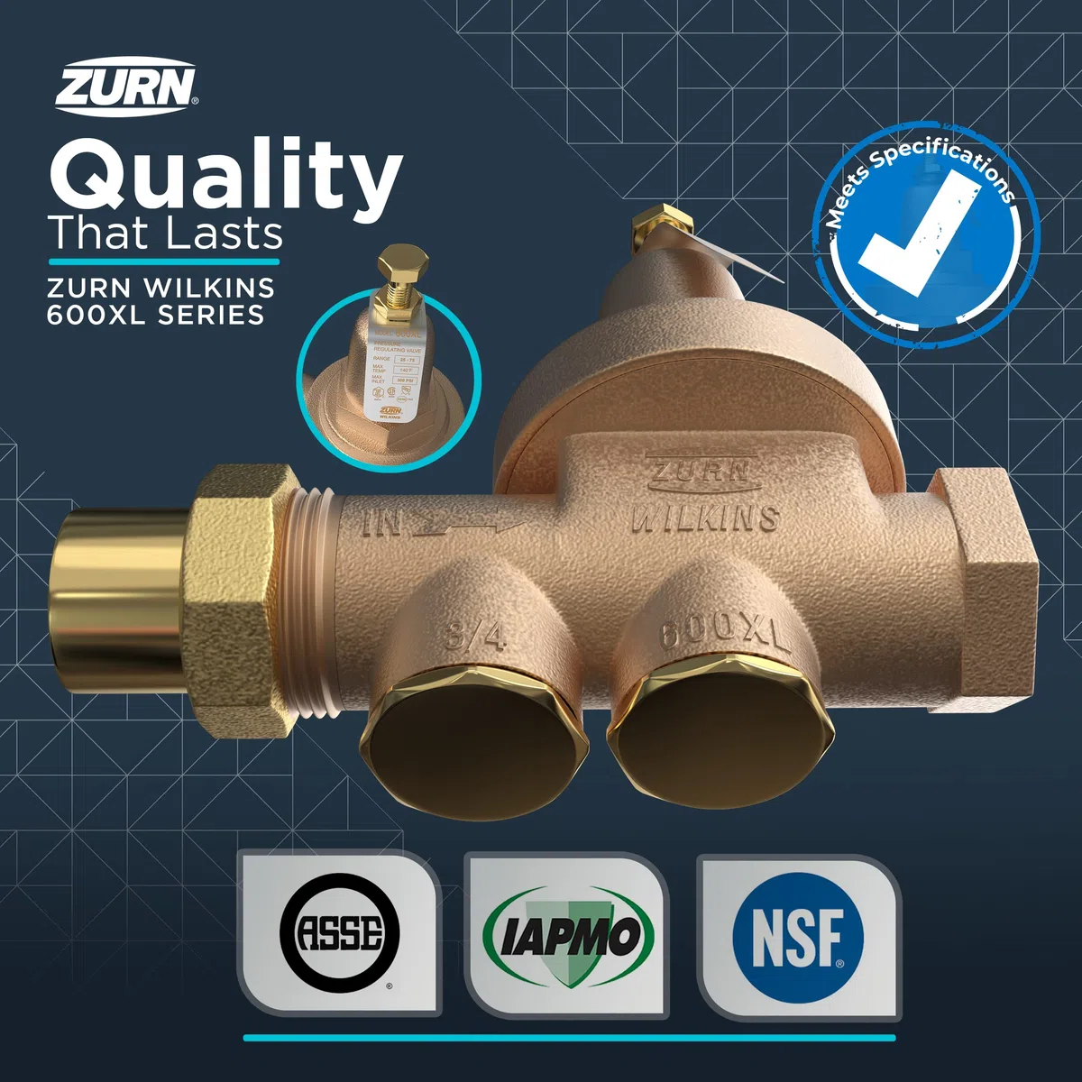 zurn 34–600 x l Wilkins-Druck, mit 3/4 Zoll mit gratis
