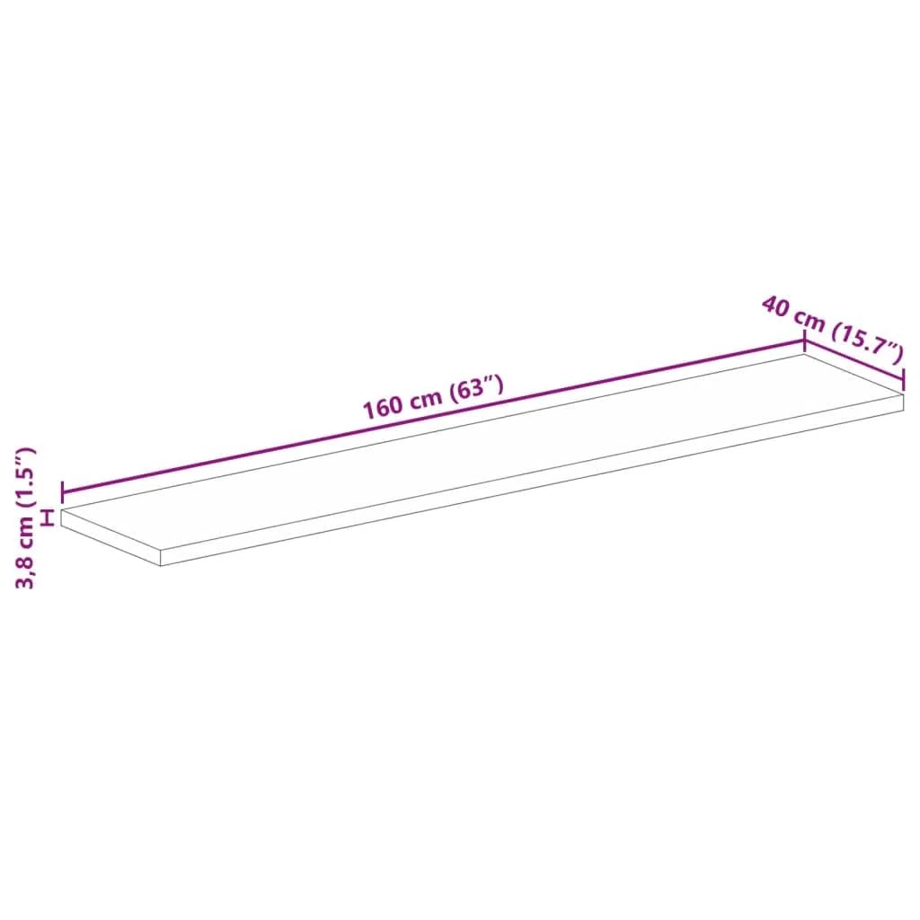 vidaXL Tischplatte, Holzplatte für Esstisch Couchtisch, Massivholzplatte Rustikales Design, Ersatztischplatte, 160x40x3,8cm Rechteckig Raues Massivholz Mango