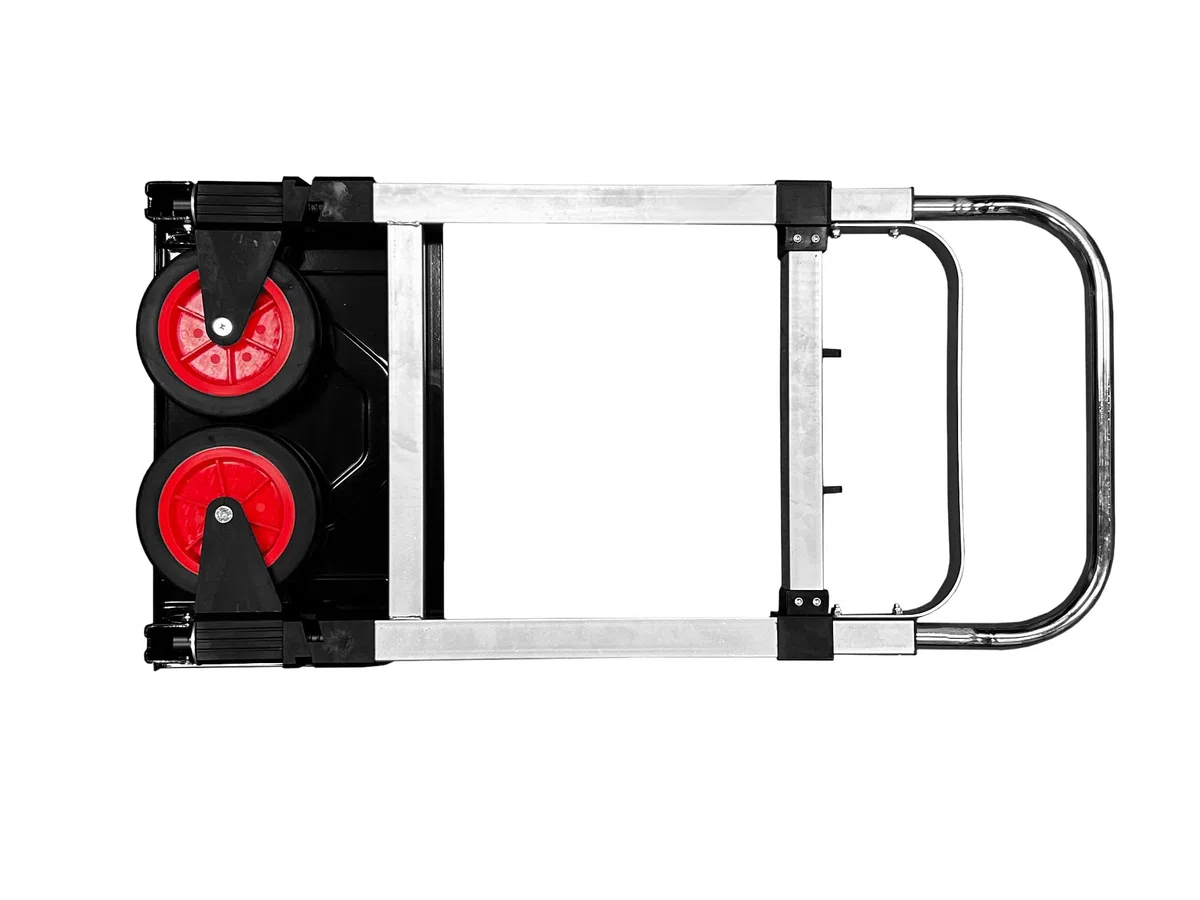 Klappbare Transportkarre Elastisches Spannseil - Tragkraft 90 kg - Höhenverstellbarer Griff - Vollgummireifen - Zusammenklappbare Ladefläche/Handkarre/Sackkarre