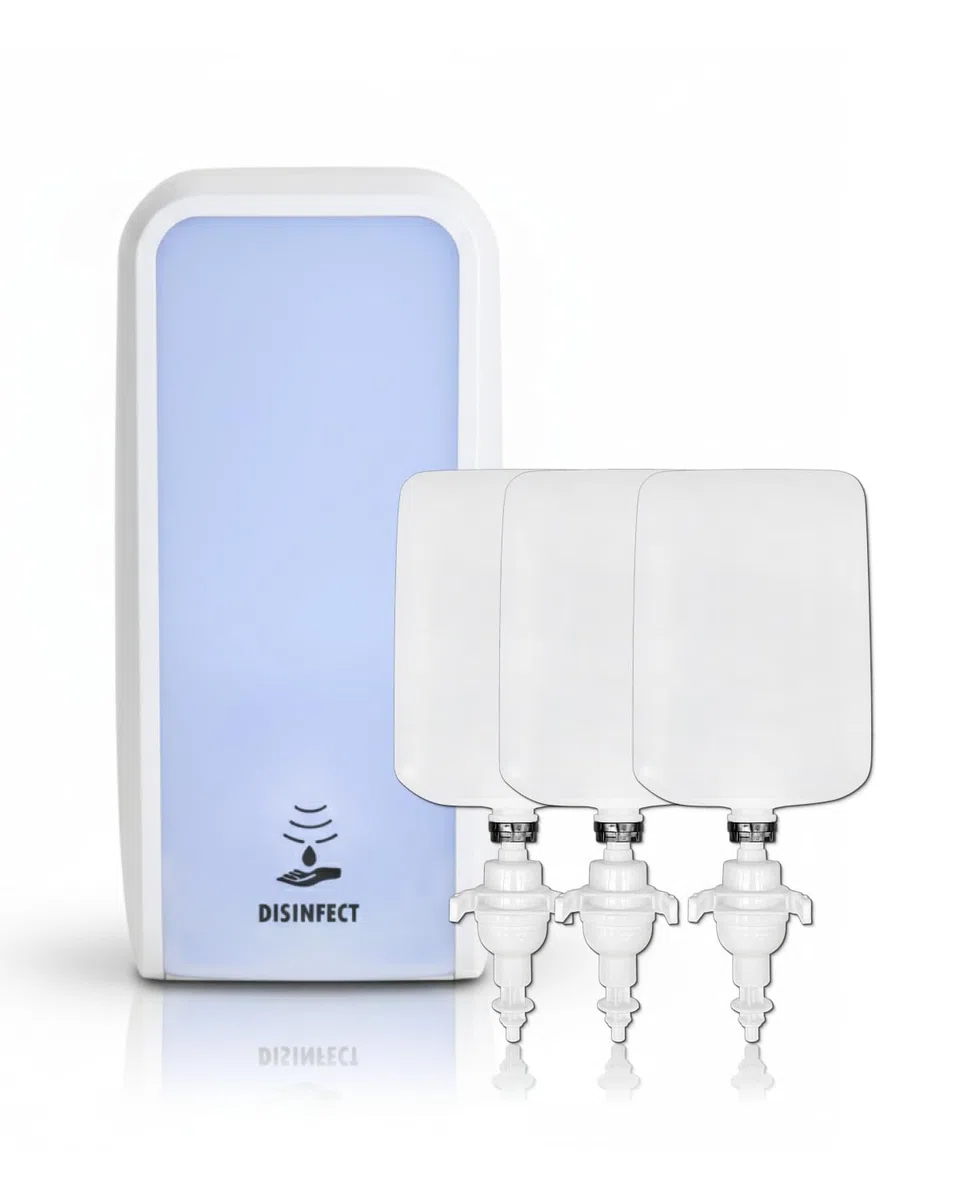 Set Cosmos Sensor Desinfektionsspender + 3x1 L Weiß | Berührungsloser Cosmos Desinfektionsspender mit Sensor, 3x1 L Händedesinfektion und bis zu 3.000 Anwendungen