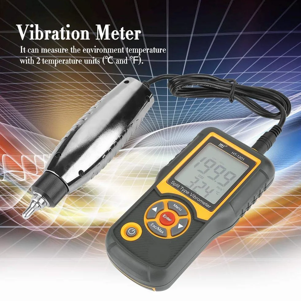Walfront Vibrationsmessgerät, hochpräzise Geteilte Digitale Vibrationsmessgerät-Prüfvorrichtung Vibrationsmessgerät-Beschleunigungssensor-Messgerät, 0, 1-199, 9 m / s2