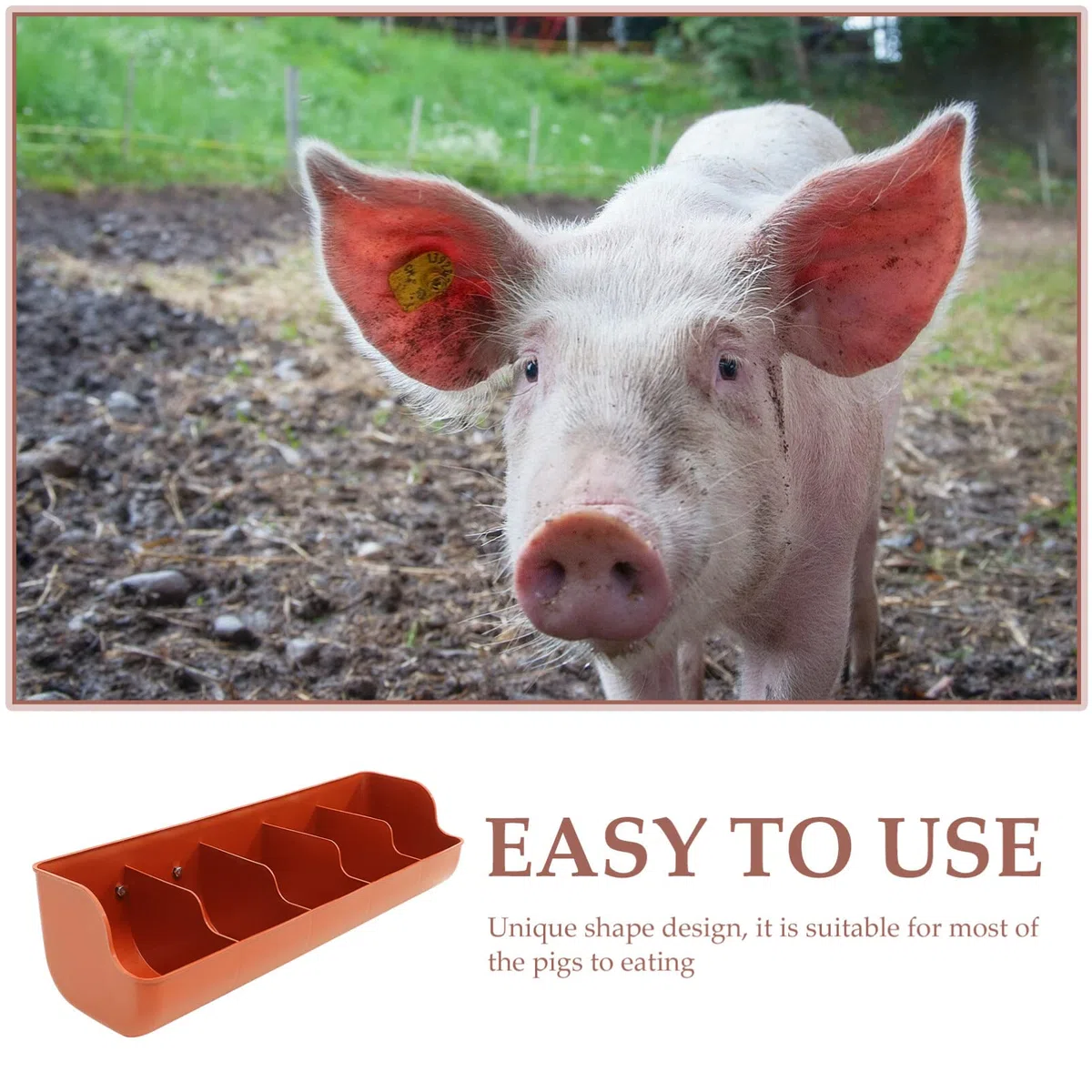 Happyyami Kaninchentränke Schweine Futterkrippe Futtertrog Futterspender Futterschale Futterautomat Futterbehälter Langtrog für Kälber Schafe Hühner Ente Ziege Schweine Vieh Orange