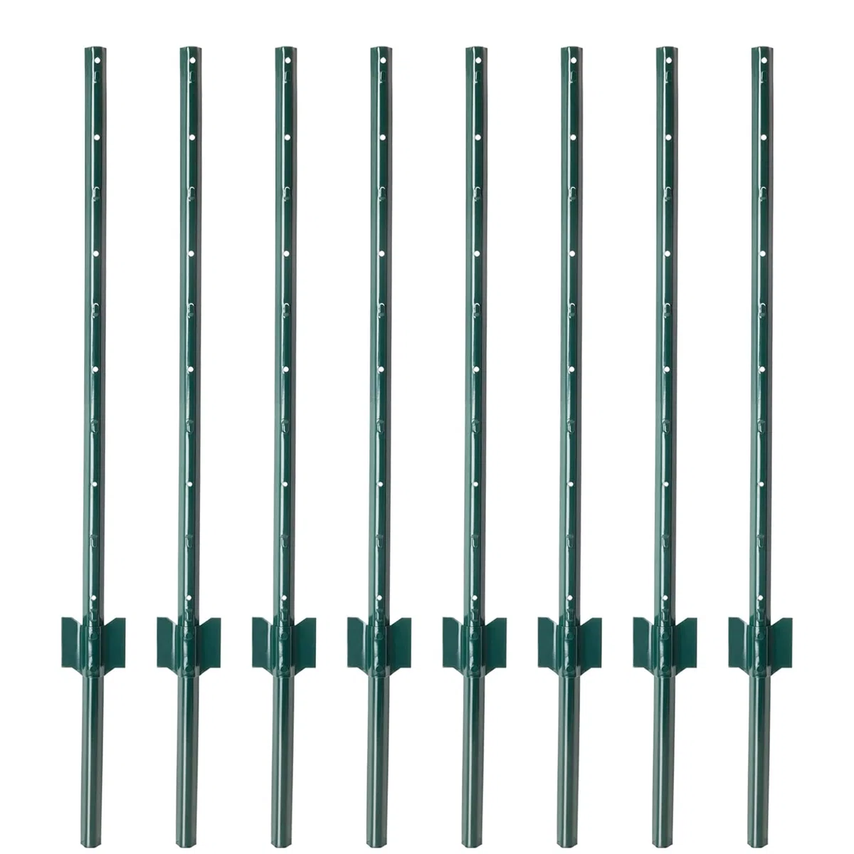 VOSS.farming Zaunpfosten U-Profil 107cm 8 Stück, Metallpfahl für Drahtgeflechte bis 76cm Höhe, Grün, Weidezaun