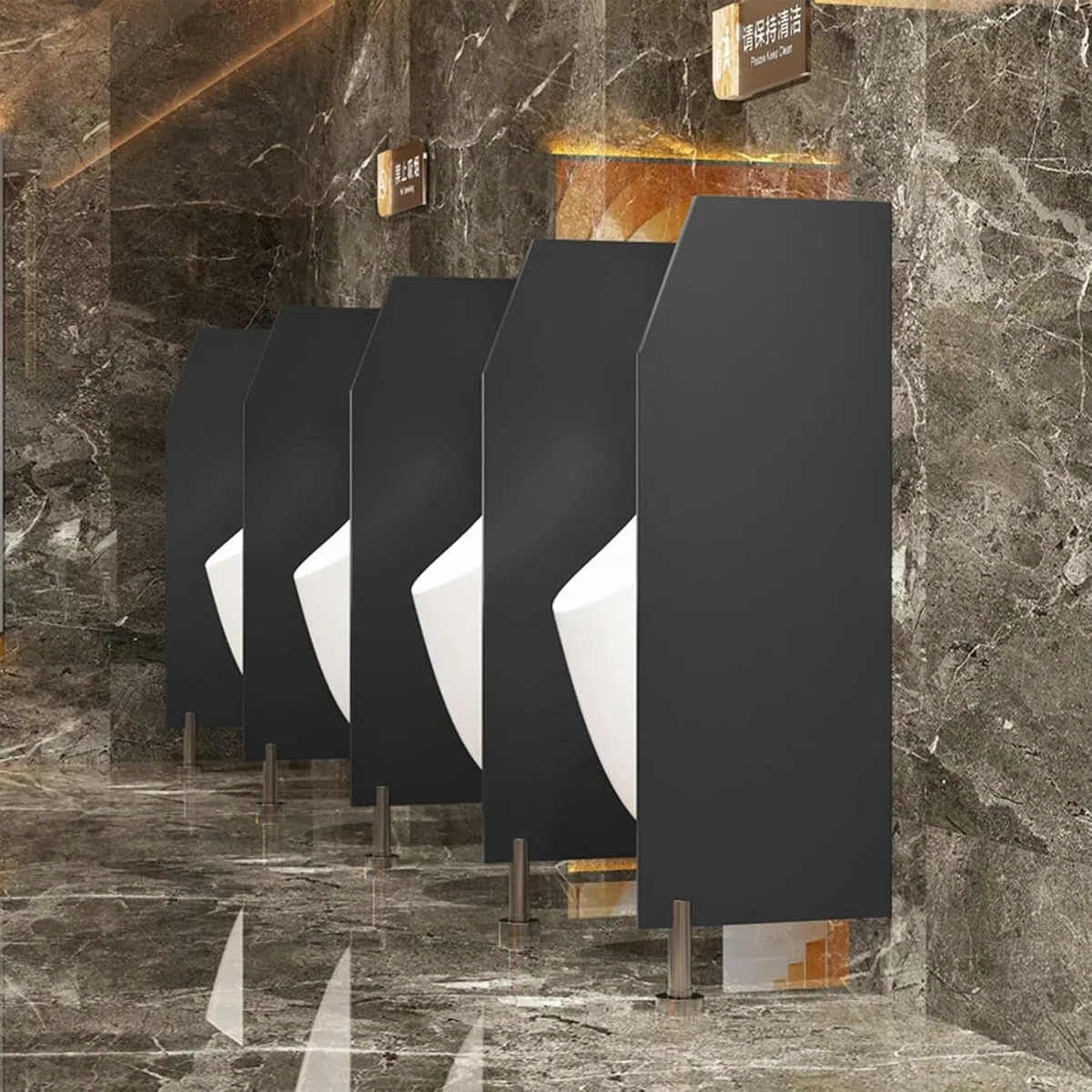 Urinal-Schirmbrett, Urinal-Trennwand mit Edelstahlbeschlägen, Urinal-Schirm, Wandtrennwand, öffentliche Toilettentrennwand, Sichtschutz für Männer-Urinale für Schule/Krankenhaus/Firma (C