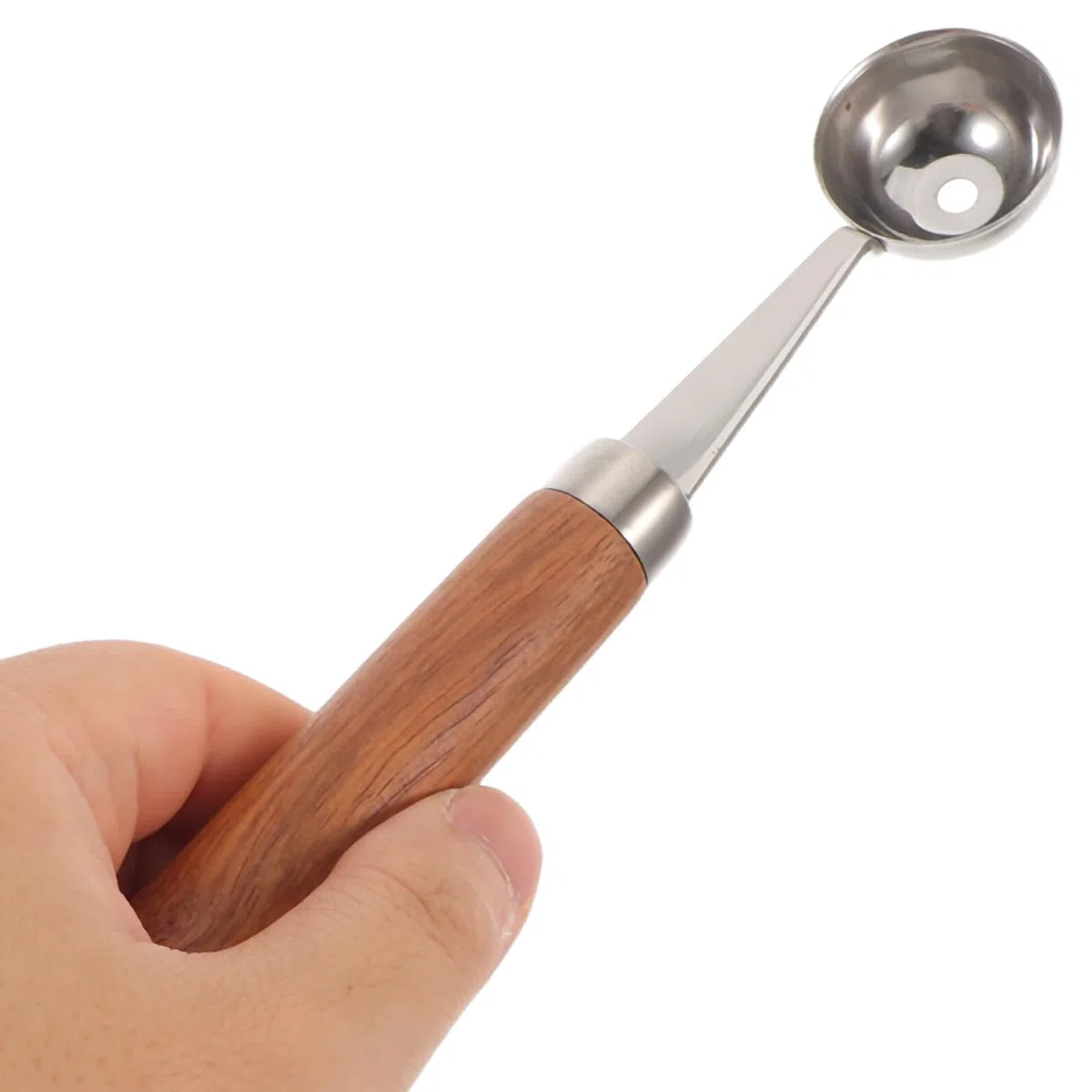 Hohopeti 4 Stück Teiliges Melonen-baller-set mit Ergonomischem Holzgriff Edelstahl Obstschneider und Kugelausstecher für Melone Cantaloupe und Eiscreme Vielseitig als Fleisch Keksausstecher