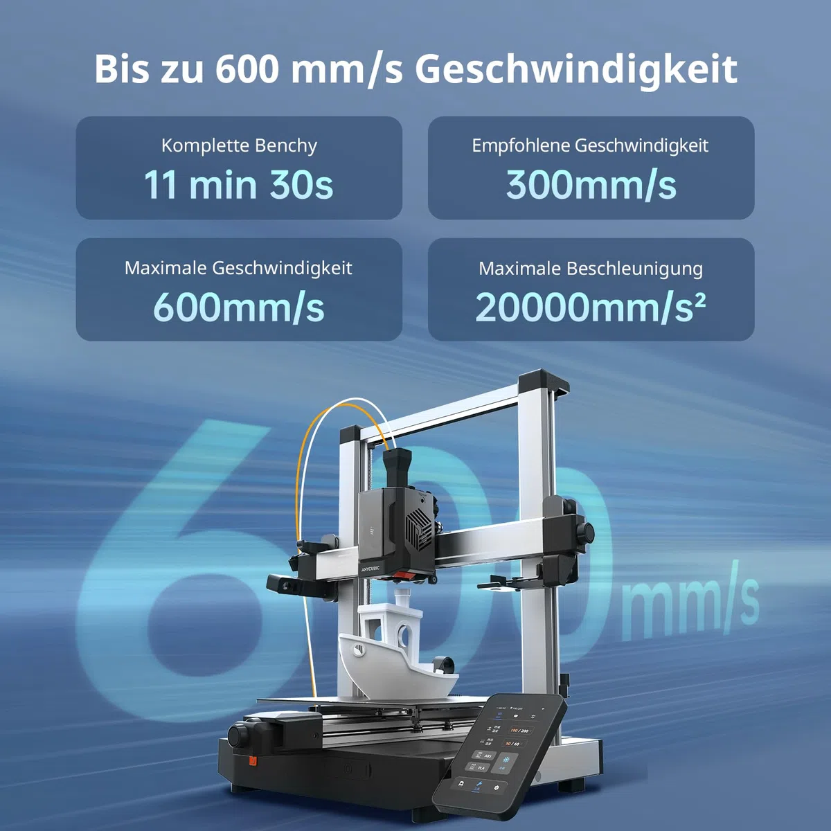 Anycubic Kobra 3 V2 3D Drucker, 600 mm/s Hohe Geschwindigkeit, Verbesserte LeviQ 3.0 Auto-Nivellierung, Intelligentes Drucken, Mehrfarbendruck über ACE Pro, Größe 255 x 255 x 260 mm