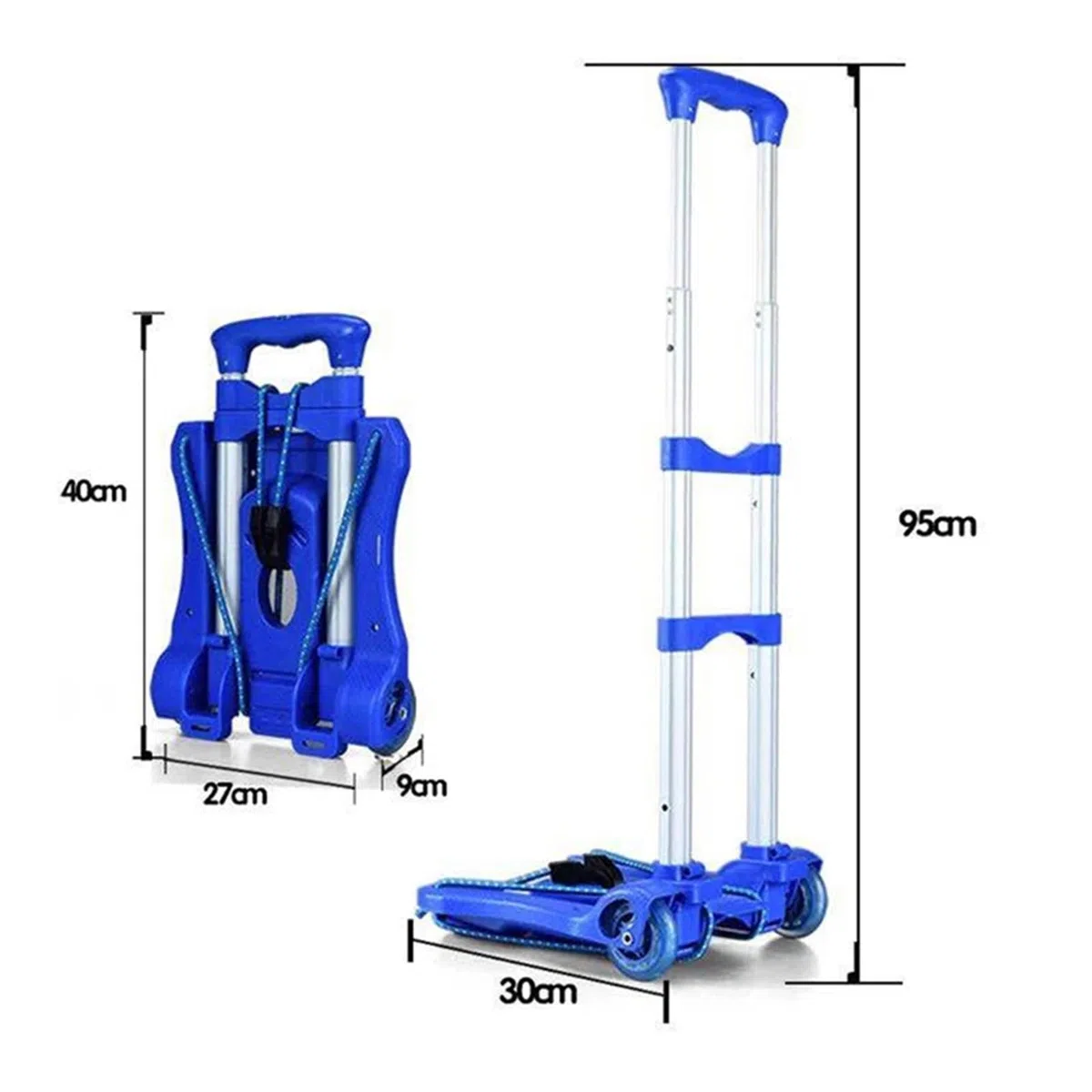 Faltbarer Trolley, Sackkarre, schwarz, klein, leicht, tragbar, Teleskop, Rucksack, Gepäck, Reisen, Umzug, Einkaufen (Schwarz 01)