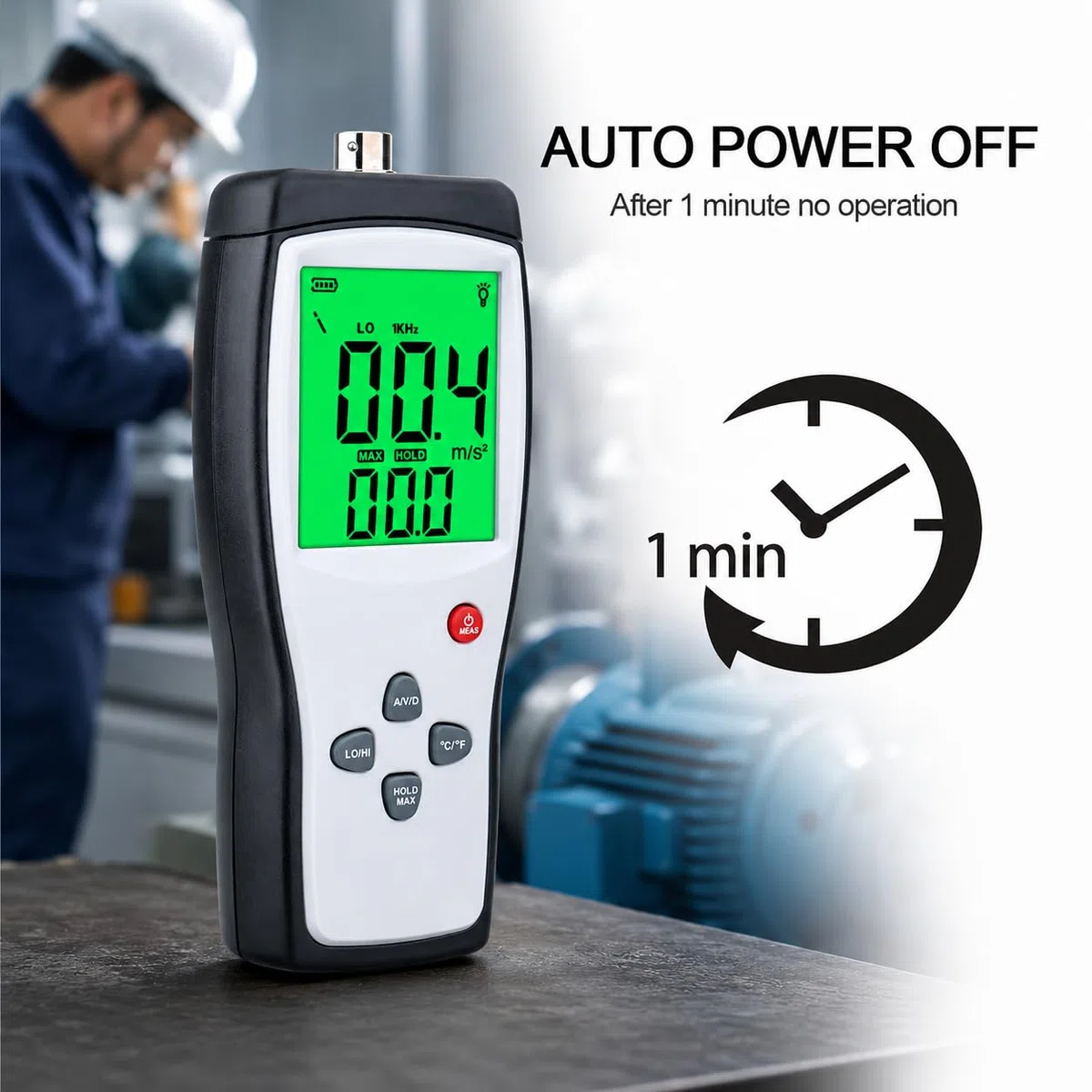 Vibrationsmesser und Analysegerät, 10Hz bis 1kHz, 0.1-199.9 m/s Digitaler Tester für Industrie und Heimgebrauch