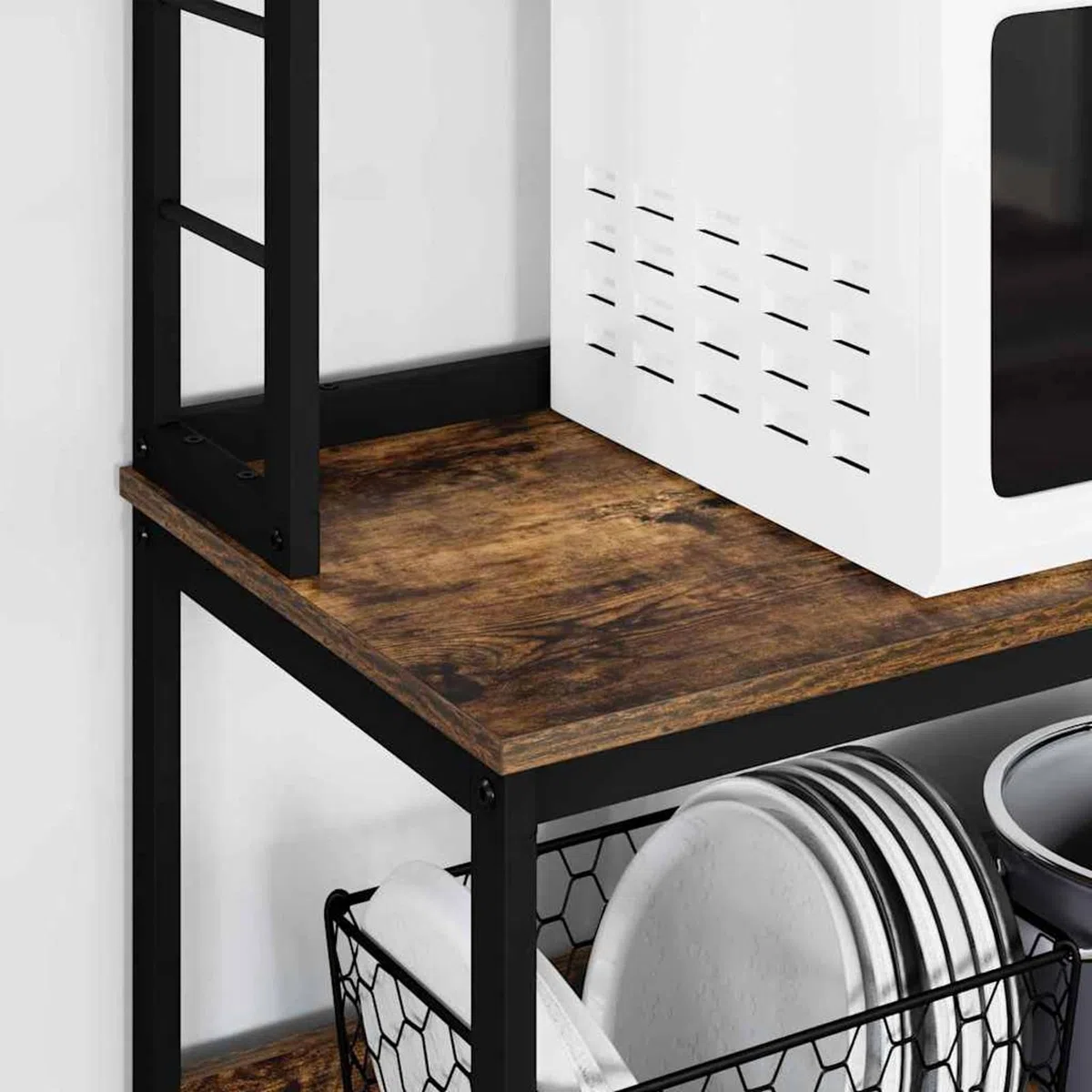Gecheer Küchenregal industrieller Stil 60 x 40 x 168 cm Holzwerkstoff Regale stabilen Stahlrahmen rechteckige Form viel Platz für Kochutensilien und Deko-Objekte for Küchen und Essbereiche
