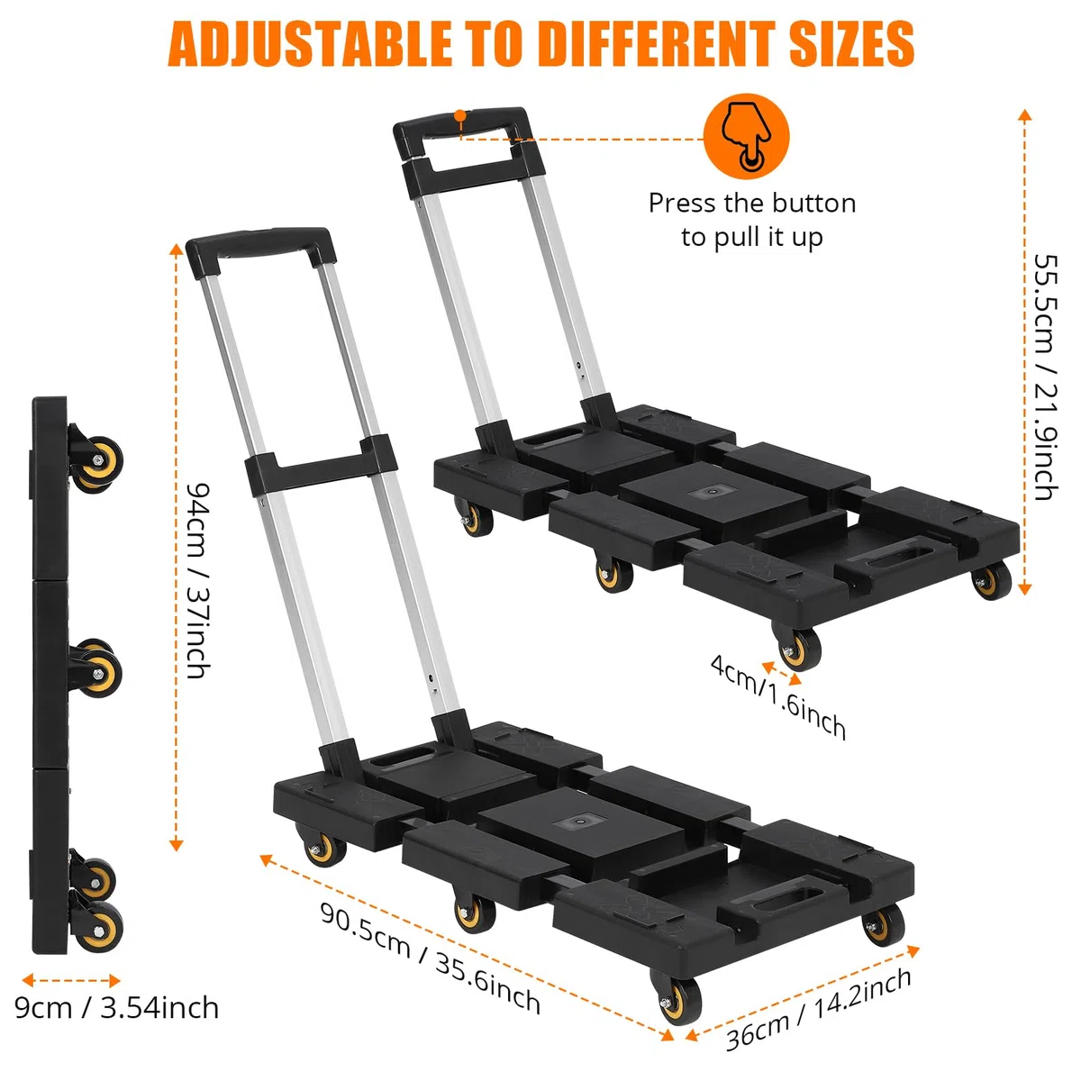 GarveeTech Sackkarre klappbar 100kg Aluminium Transportwagen kompakt | Kunststoff-Basis; Leichtgewicht; Umzug & Reise; Haushalt; Lager; Platzsparend; Räder; Ergonomisch; Stabil; Vielseitig