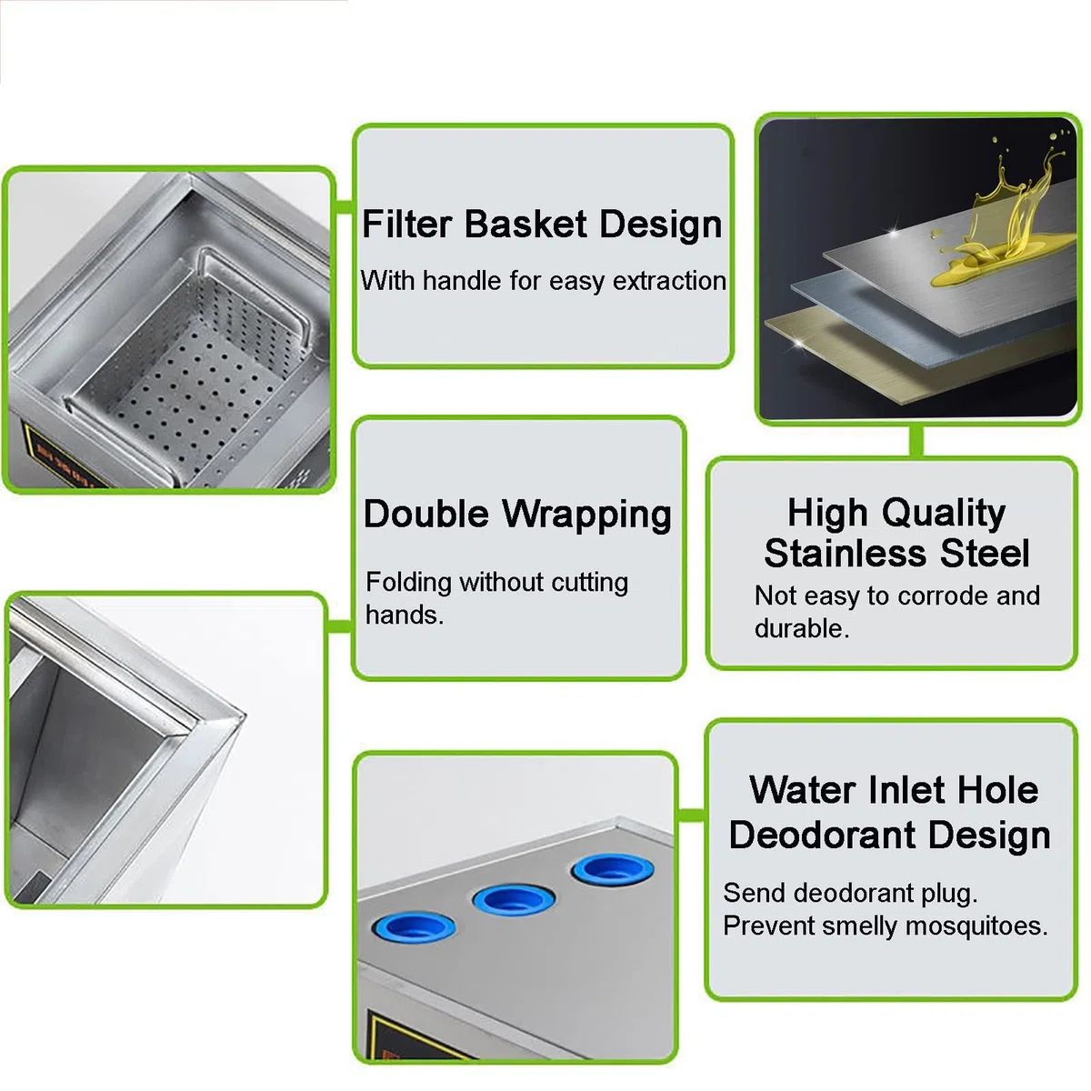 PROPFE Grease Trap Interceptor, Stainless Steel Wastewater Grease Traps Commercial for Under Sink, Commercial Grease Separator with Top Inlet for Restaurant Kitchens, Hotels and Buffets