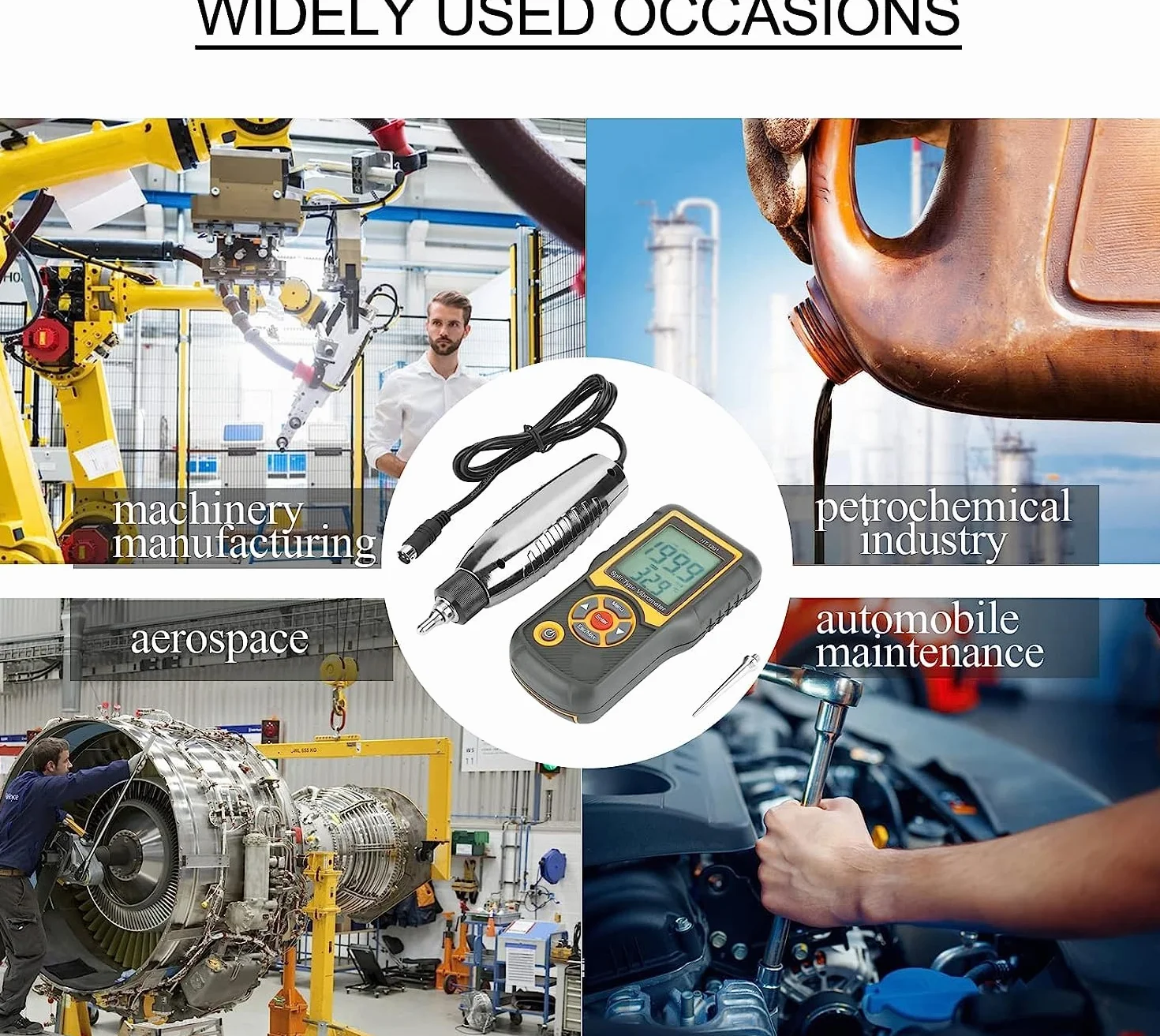 Vibrationstester, Vibrationsmesser, digitales Vibrationsmessgerät mit Sonde und Griff, für mechanische Fertigung, elektrische Leistung, Chemiebau