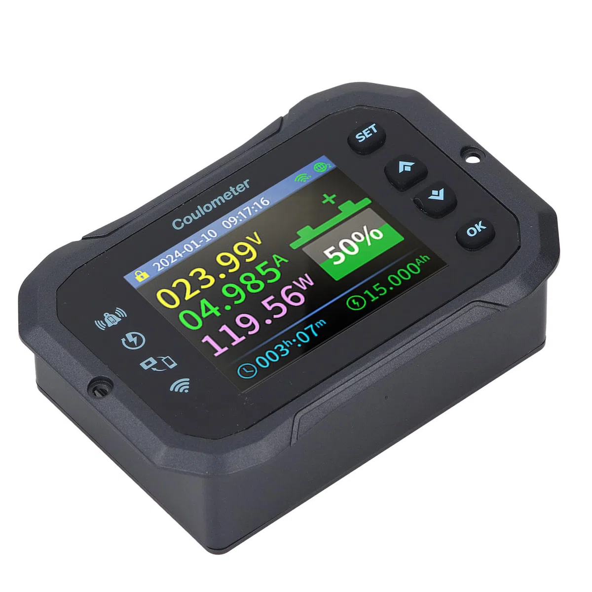 400A WiFi Batteriemonitor, Digitaler Batterie Coulometer 10-100V Batteriekapazität Spannung, Fernüberwachung per App, 2,4-Zoll-Farb-LCD-Coulometer, Für Wohnmobile, Wohnwagen Und Camper