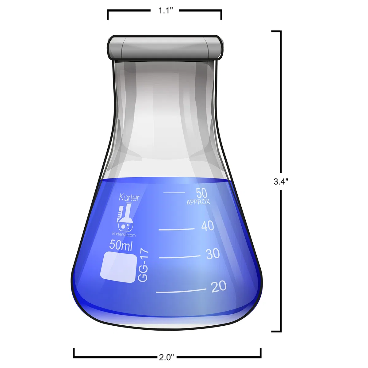 Erlenmeyerkolben Kolben, schmal, 3,3 Borosilikatglas Laborgläser, 50 ml