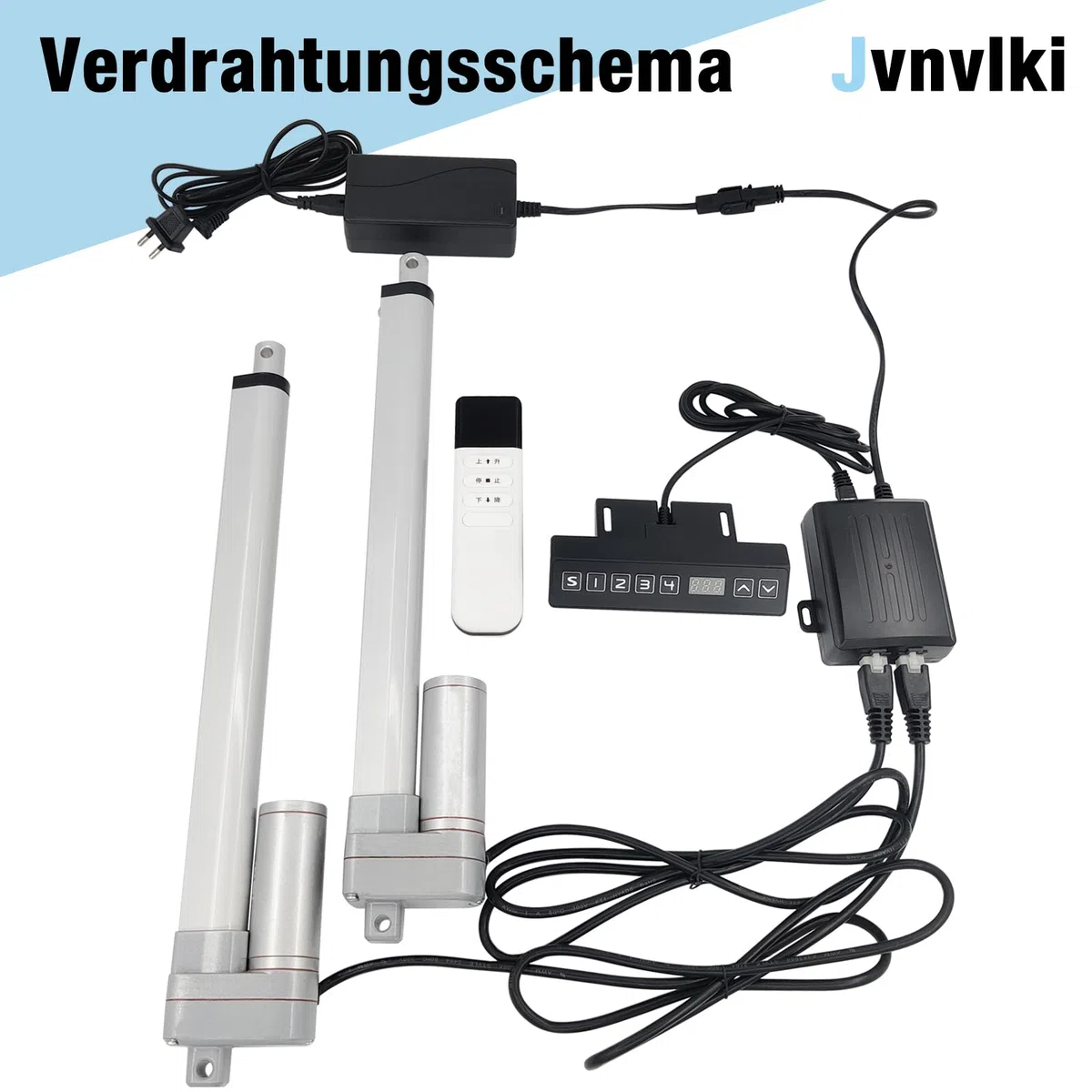 2 Stücke 1000mm Hub Synchronisierend Linearantrieb 3000N 5mm/s IP65 Wasserdicht AC90-240V Linearmotor Linear Actuator mit Netzteil,Synchronregler und Montagebügeln
