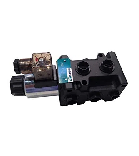 Magnetventil, 6/2 Wegeventil mit 60 Liter/min Durchflussmenge. Anschlüsse 1/2 Zoll, Maximaler Betriebsdruck 250 bar. Ventilspannung 12V