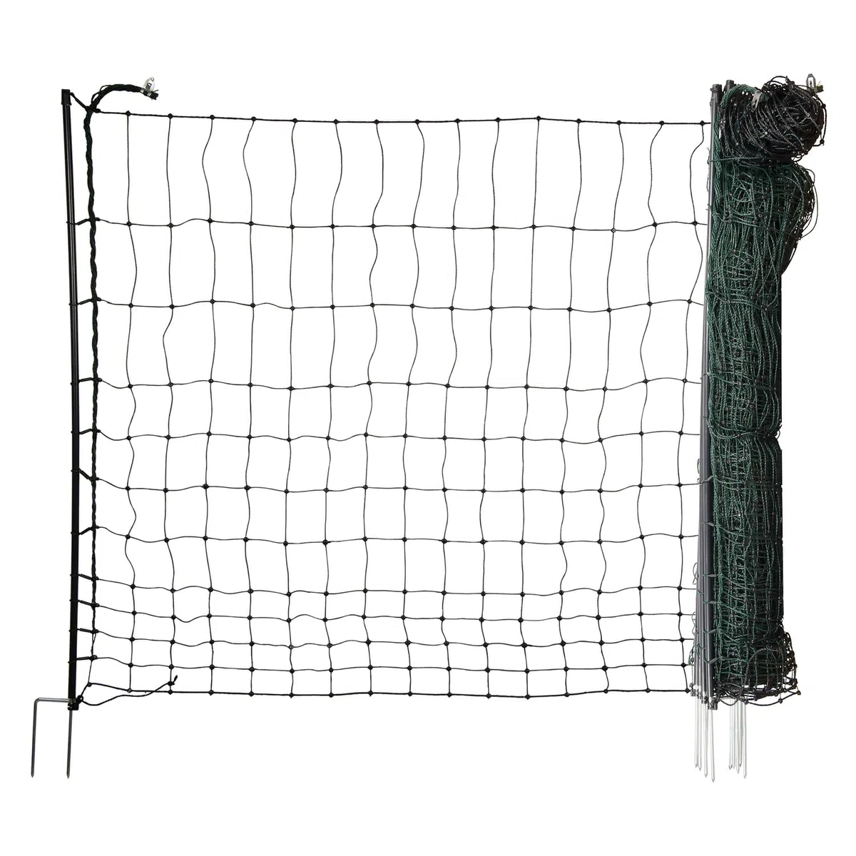 horizont Hundezaun easyLine, 50m lang, 110cm hoch - mobiler Zaun ohne Strom, 14 PVC-Pfähle mit Doppelspitze, Hundezaun Camping, Gartenzaun, grün