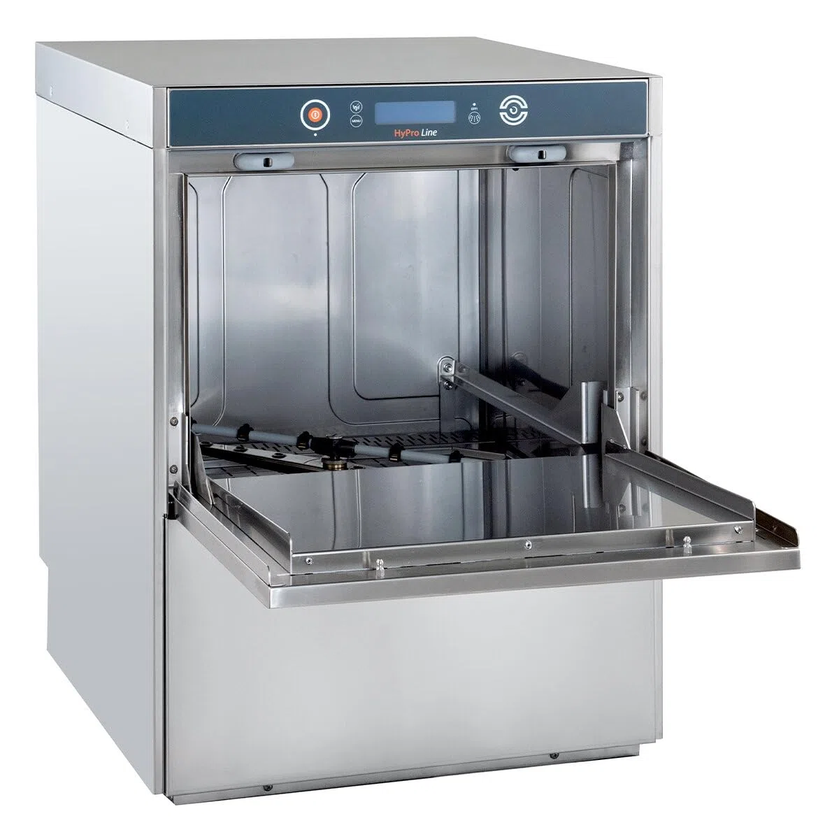 Geschirrspülmaschine HYPRO-GSM50SL | Korb 50×50 cm | Geschirrspüler für Gastronomie | mit Reiniger- & Klarspüldosierer | Ablauf- & Drucksteigerungspumpe | 230 V | Edelstahl | Made in Europe