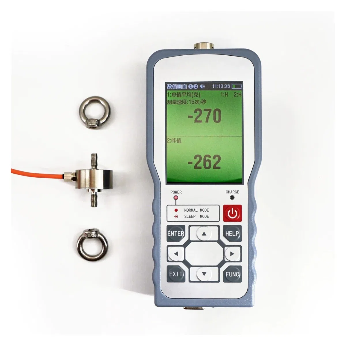 Digitales Kraftmessgerät mit Wägezellensensor, Testgewicht, Druck, Push-Pull-Messgerät, Peak-/Track-Modus-Test Zuverlässige Daten(0-50KG Force Gauge)