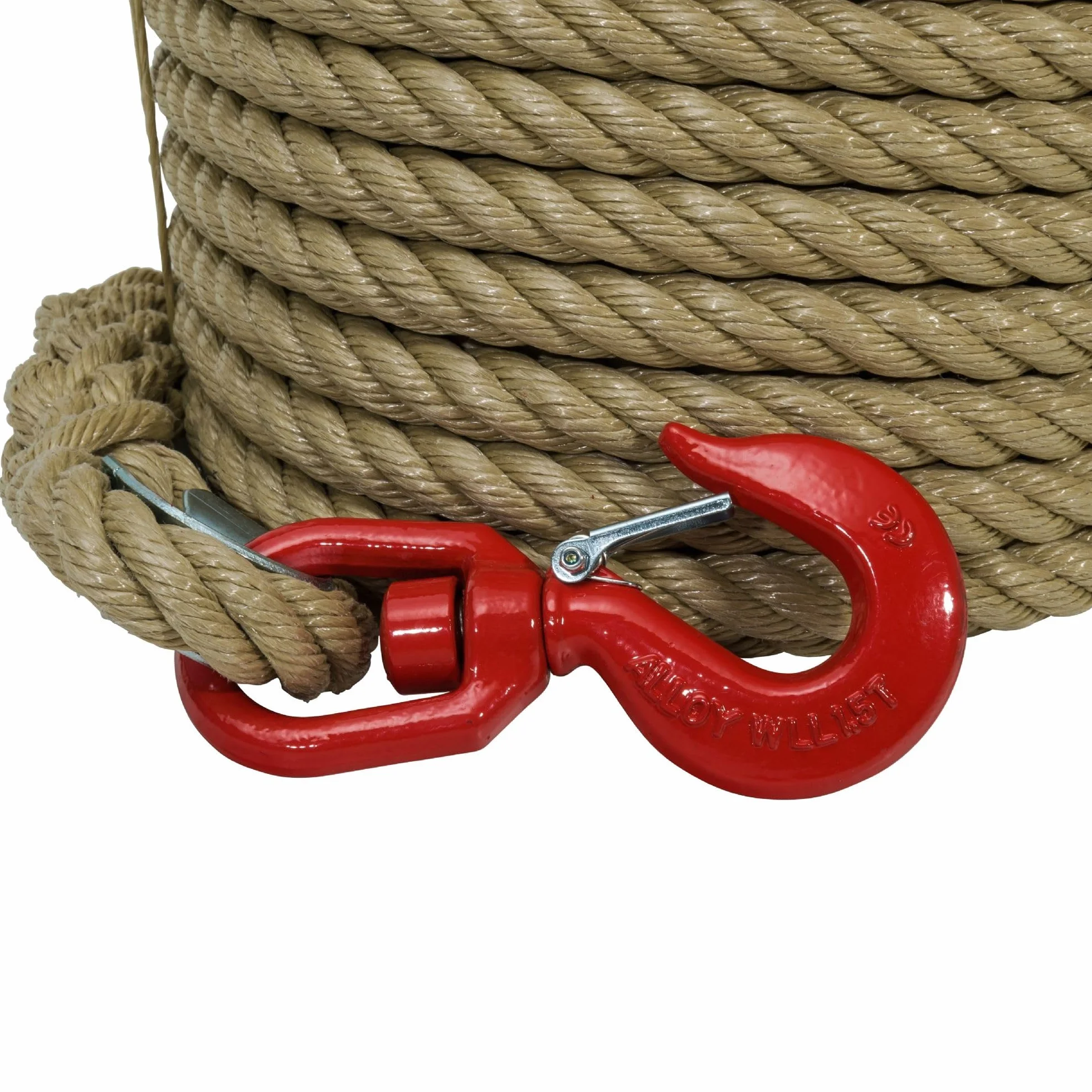 WerkaPro 10592 - Seilrolle mit Haken 30 m - D 20 mm - Das Seil ist in 4 Fäden aus Polypropylen geflochten