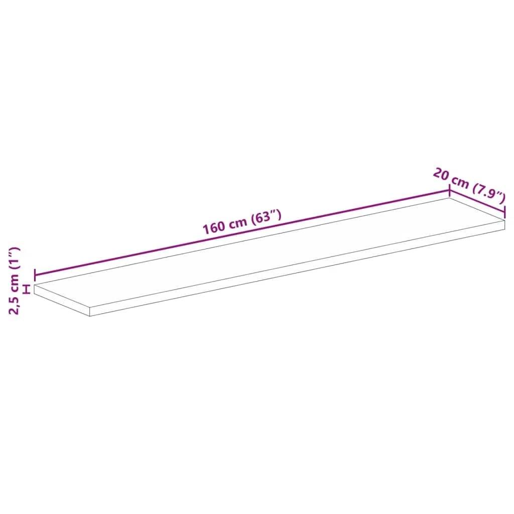 vidaXL Tischplatte, Holzplatte Rechteckig, Massivholzplatte für Tisch Esstisch Couchtisch, Ersatztischplatte, 160x20x2,5cm Altholz Massiv