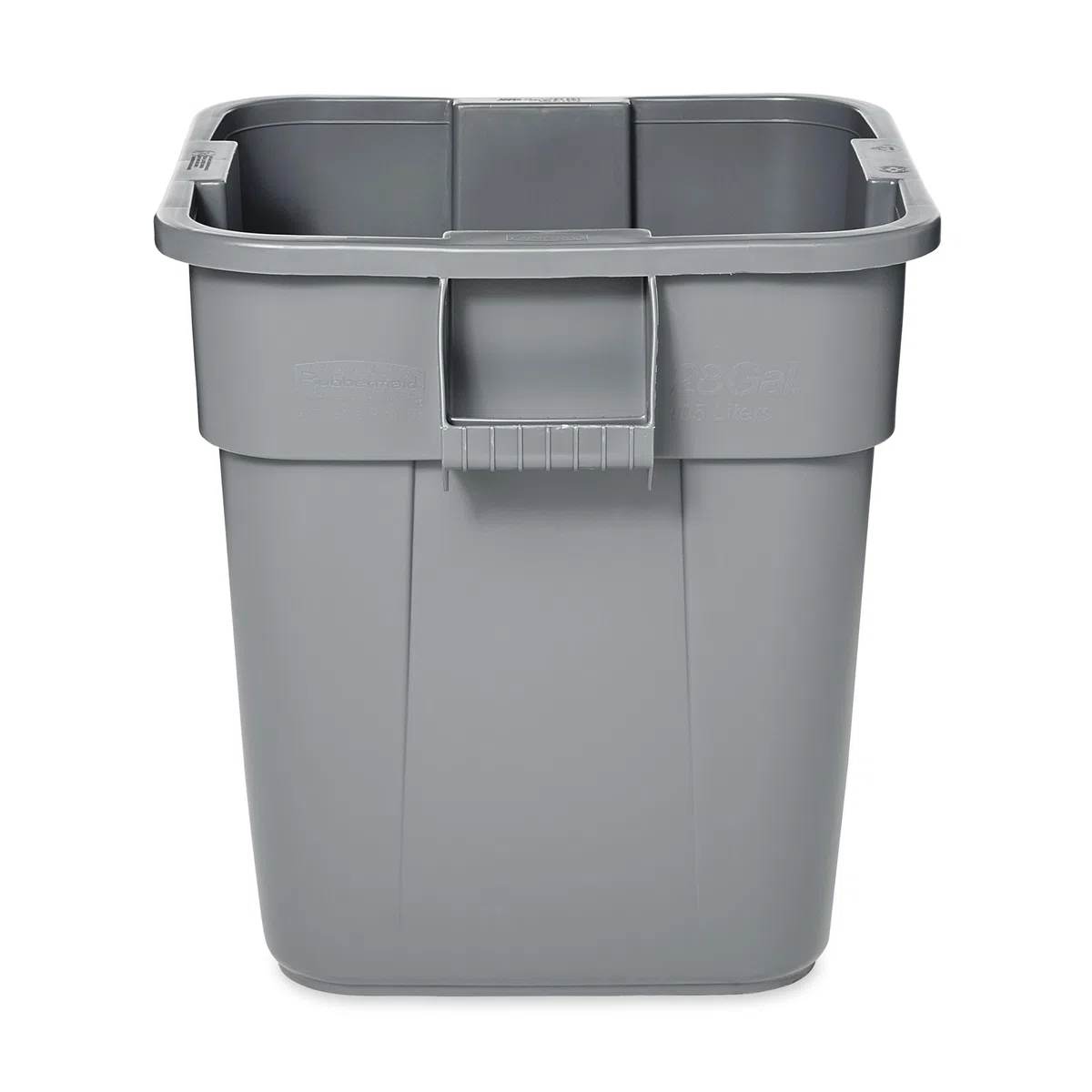 Rubbermaid Commercial Products BRUTE Quadratischer Mülleimer 106L Grau – Robuster Kunststoffbehälter ohne Deckel, stapelbar und leicht zu reinigen, für Gastronomie Büro Schule und Lager – FG352600GRAY