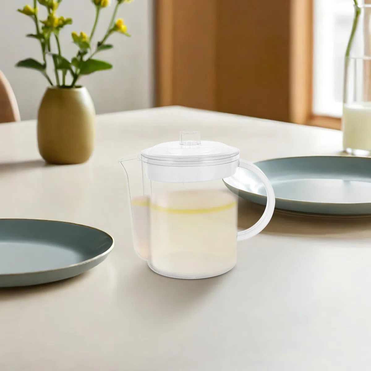 Fettabscheider Messbecher 1500 Ml mit Siebfilter Mikrowellengeeignet Weiß Küchenfettfänger für Haushalt und Restaurant