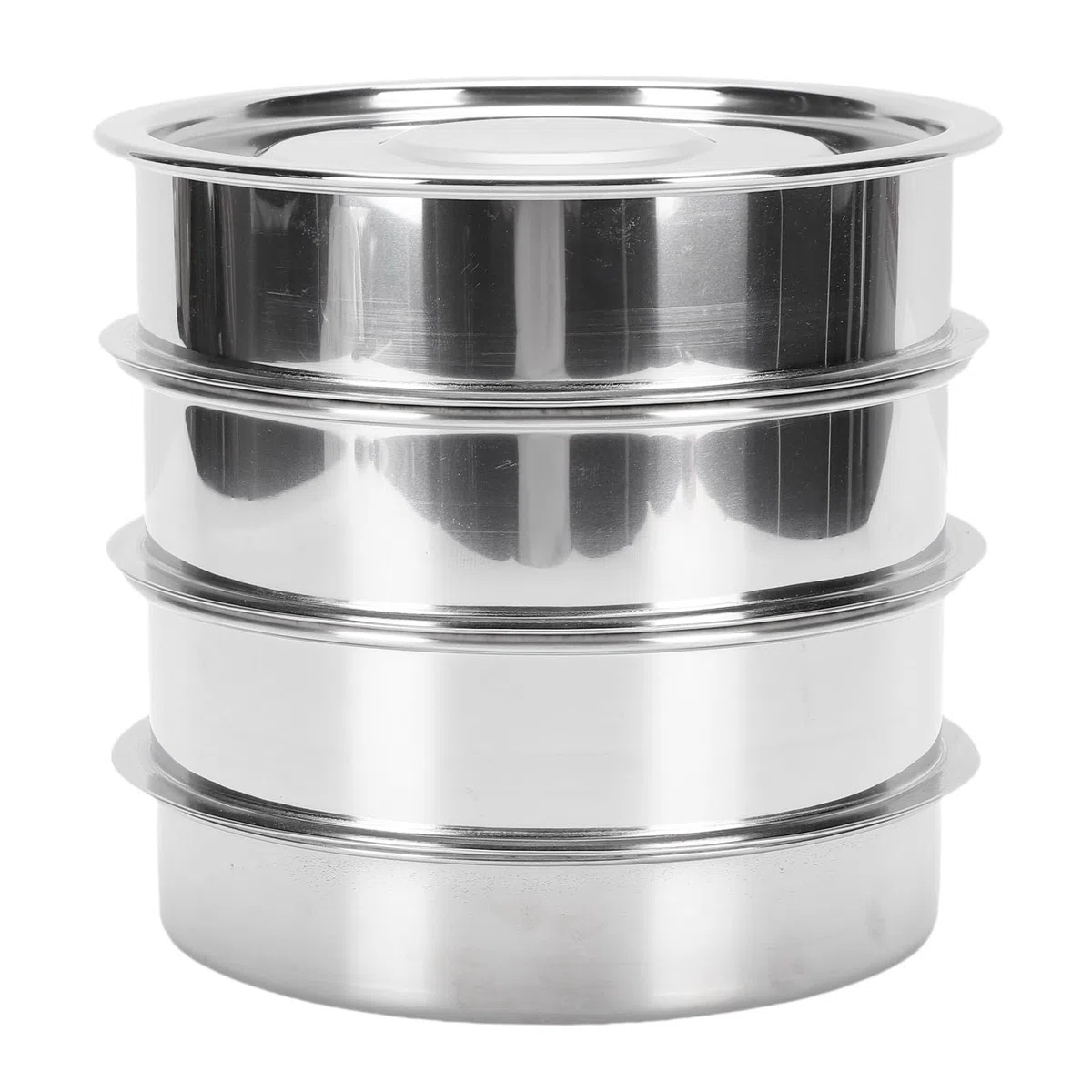 Edelstahl-Sprossenschalen-Set, 6,7 Zoll, Stapelbar, Sprossenzüchter, Netzkeimschale, Keimschale mit Drainagelöchern für Bohnen, Erbsen, Brokkoli, Weizen, Gras, Mikrogrün (4 Etagen)
