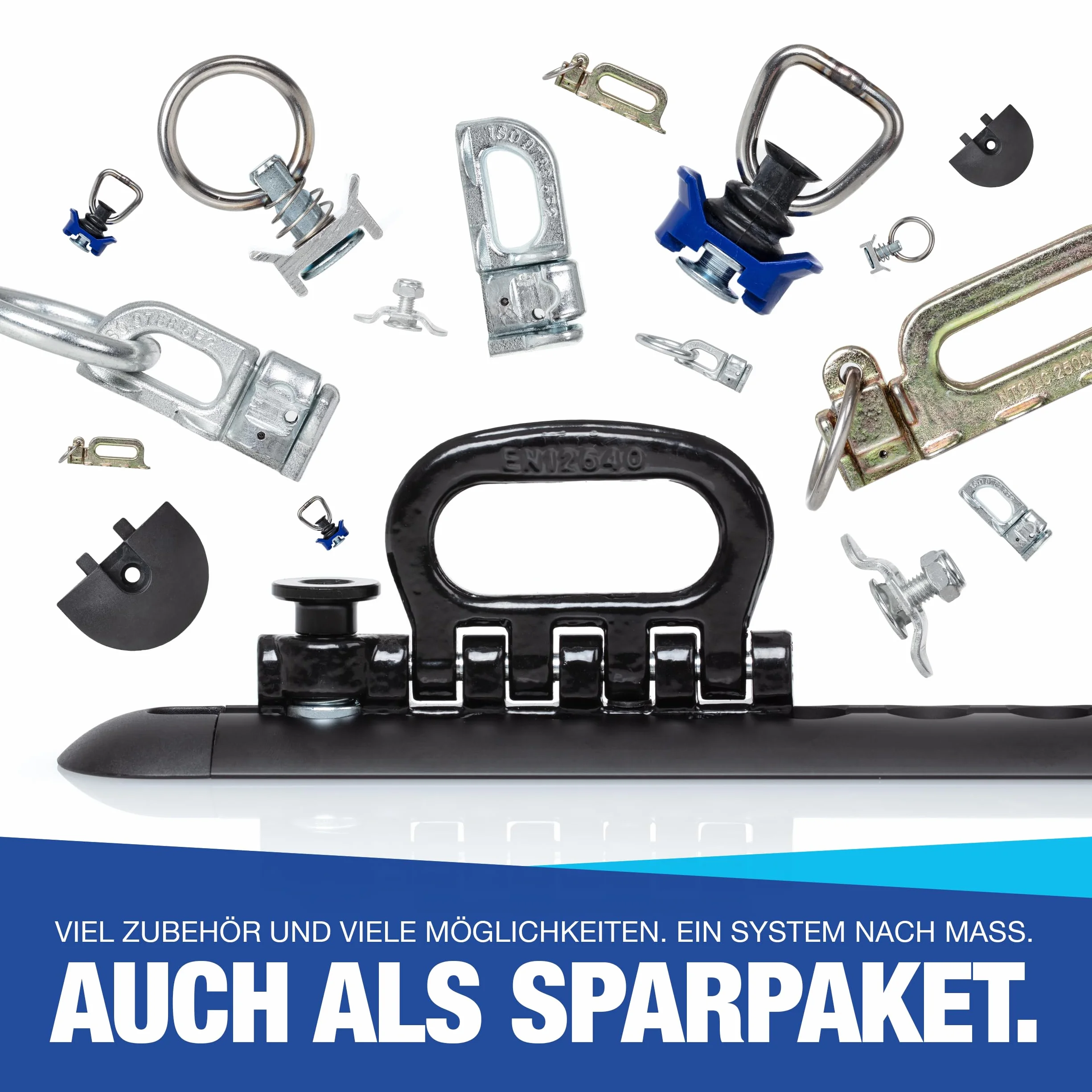 NTG Airlineschiene 1m / 1000mm halbrund Alu -TÜV Zertifiziert- Sparset Anhängerzubehör Ladungssicherung Aluschiene LKW PKW Transporter Wohnmobil - m. Bohrungen Schwarz eloxiert