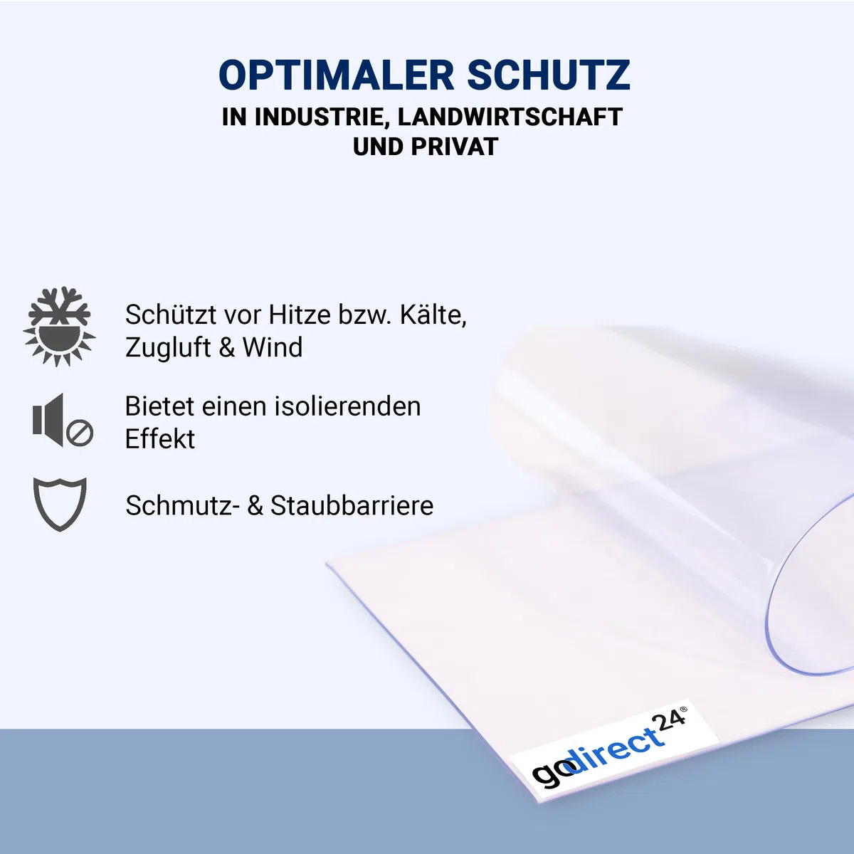 Zettl GmbH PVC-Streifen Rollenware, 3x300mm, 25m, transparent/durchsichtig | UV-beständig, wetterfest & witterungsbeständig, zur Verwendung als PVC-Streifenvorhang/Lamellenvorhang, Industrievorhang