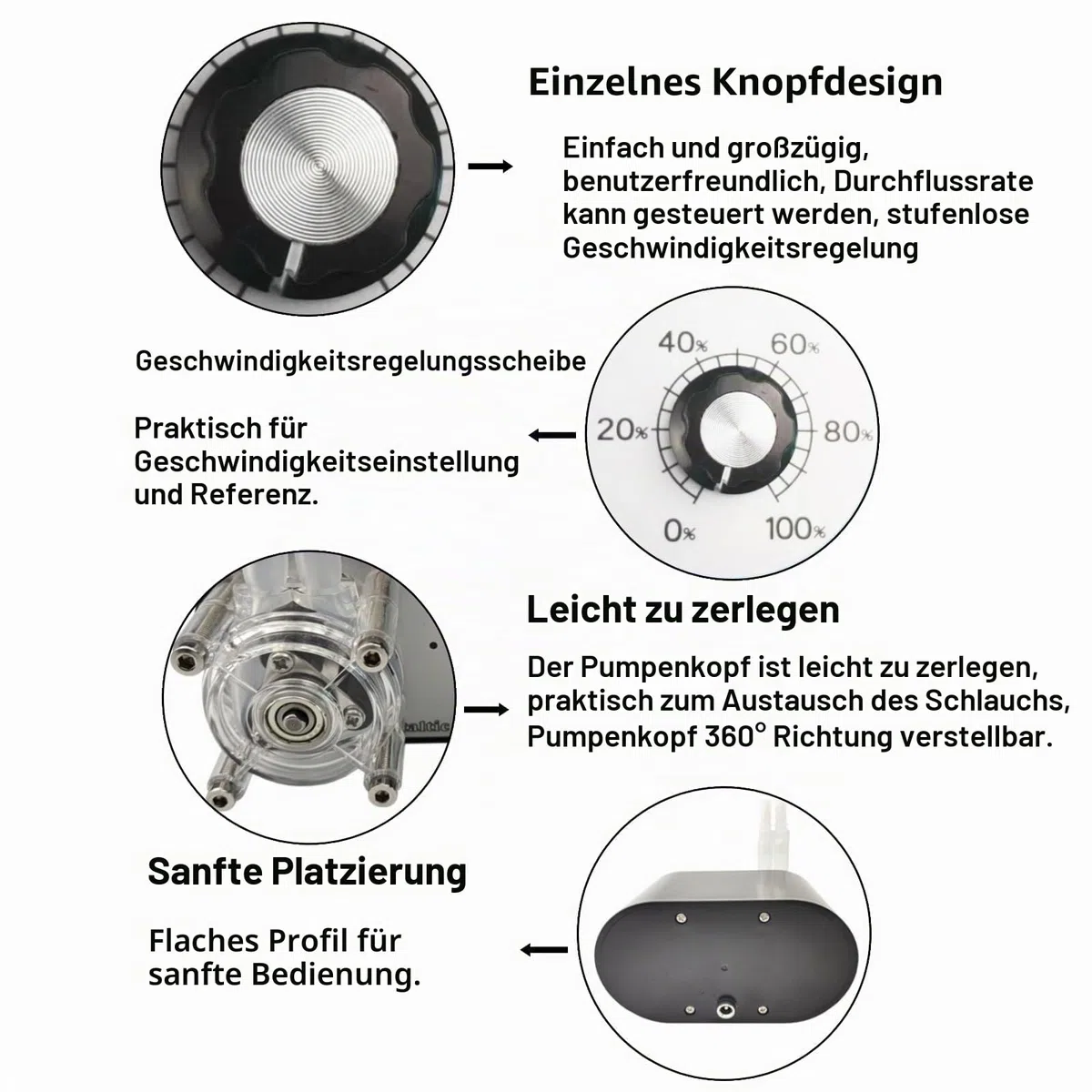 Peristaltikpumpe 114-500Ml/Min AC 100-240V Micro Schlauchpumpe Laboratory Peristaltikpumpe Hochfließende Peristaltikpumpe mit Einem Kopf(EU Plug)