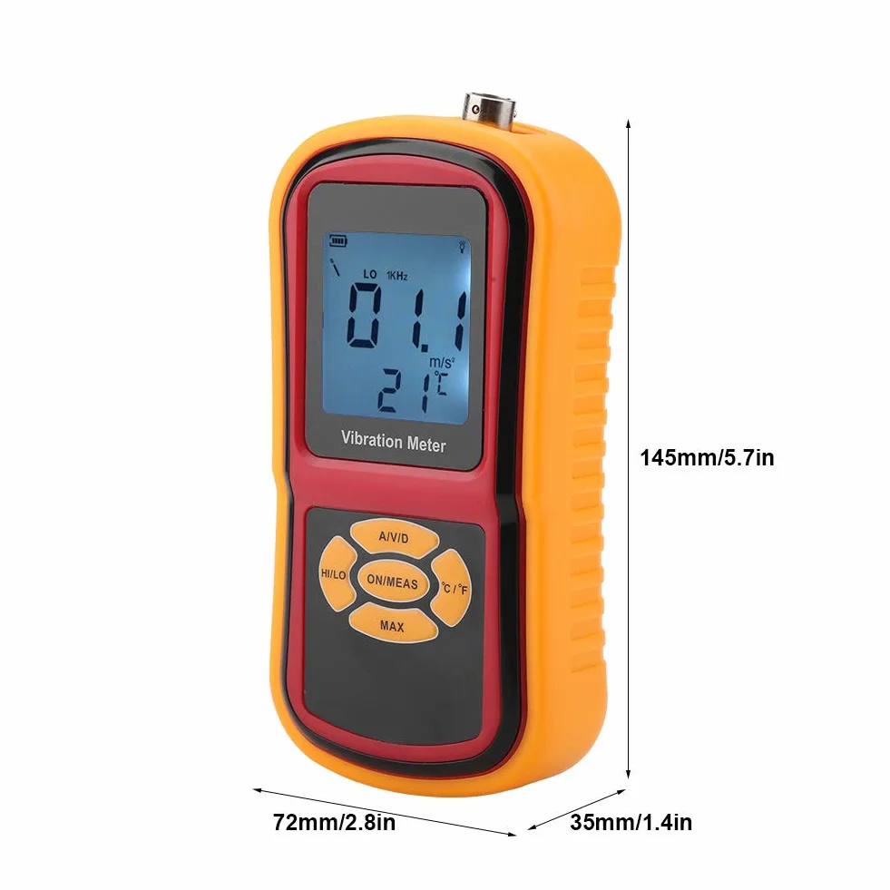 YWBL-WH Tragbares Digitales Vibrationsmessgerät GM63B mit LCD-Display, Anzeige bei Niedrigem Batteriestand, Automatischer Shoff für Mechanische Uhren, Motoren, Lüfter, Lager