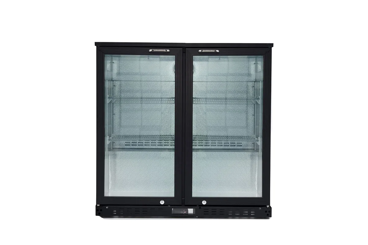 GastroHero Barkühlschrank ECO 208 mit Klapptüren schwarz | Gastronomiebedarf