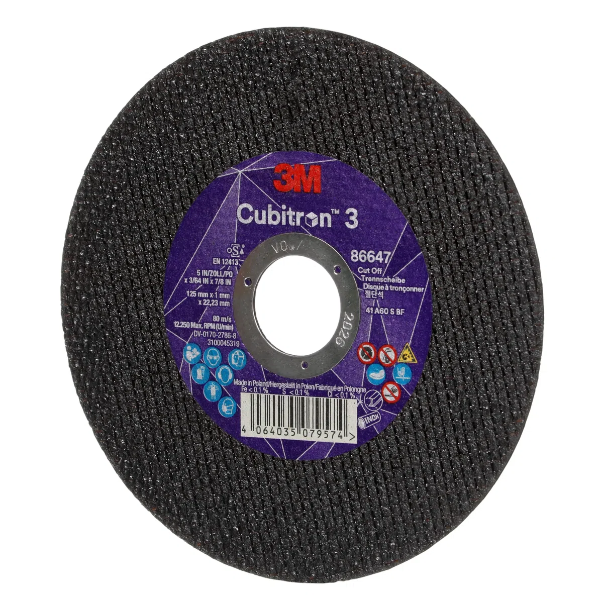 3M Cubitron 3 Trennscheibe, 86647, 60+, T41, 125 mm x 1 mm x 22,23 mm, EN, 25/Pack